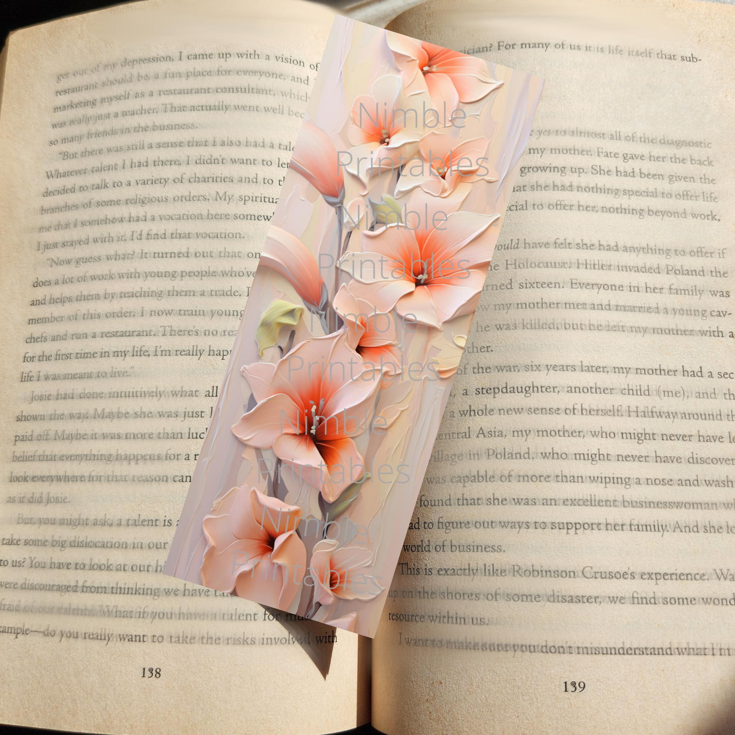 Printable Bookmarks Bundle 3D Floral Prints, Digital Downloads, Bookish Gifts, 44 PNG and 44 JPG Bookmark Sublimation