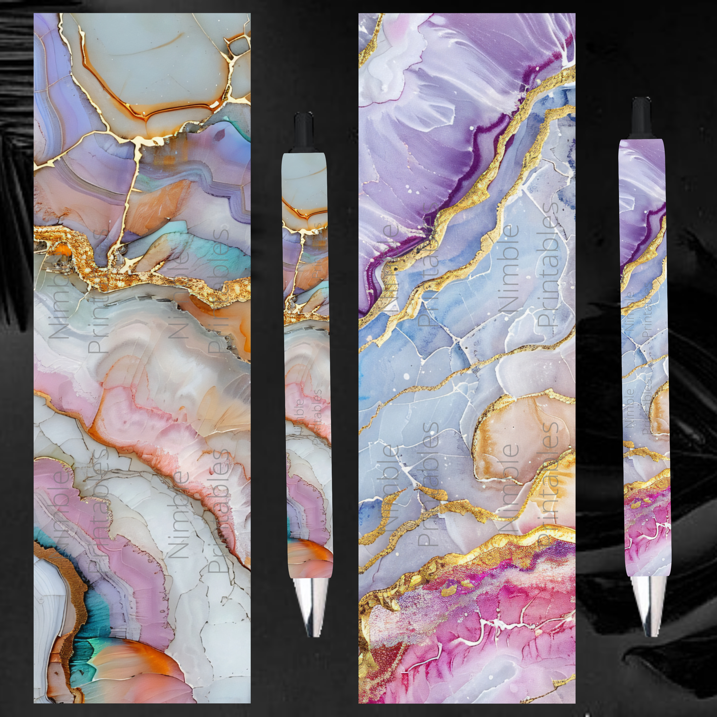 Pen Wraps PNG, Marble PNG, Pen Wrap Waterslide, Ink Joy pen wraps, Glitter pen wraps, Kintsugi PNG, Digital Downloads, Instant Download