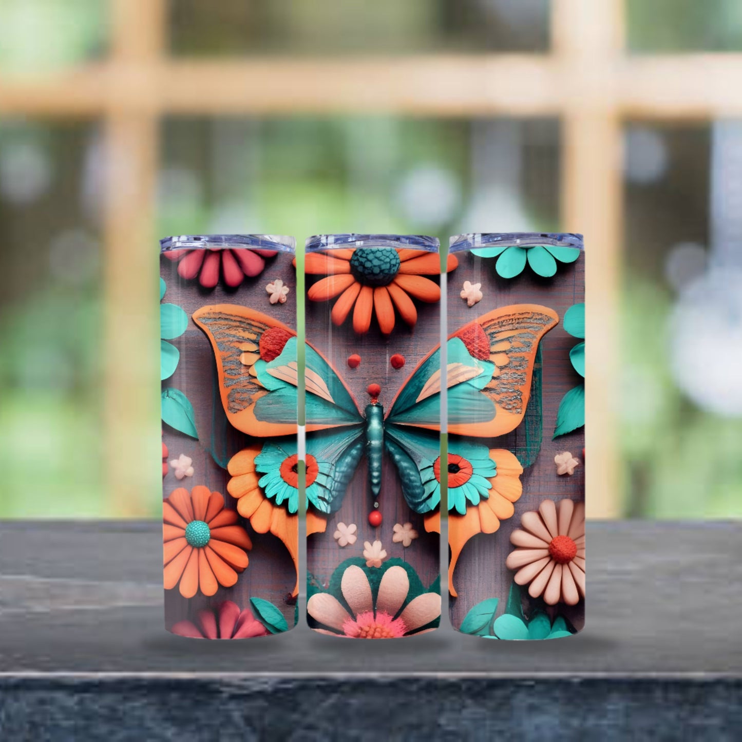 Butterfly Tumbler Wrap Butterfly Design Tumbler Sublimation Design 20oz Skinny Tumbler Digital Download PNG Straight Skinny Tumbler Boho