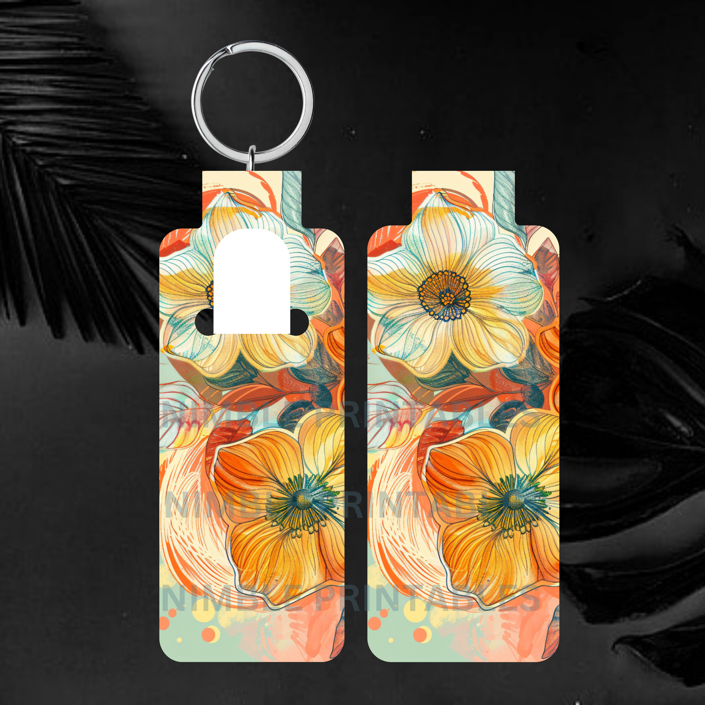 Vintage Boho Floral Skinny Lip Balm Sublimation Bundle Skinny Lip Balm Holder PNG Key Ring Tag Fob Digital Downloads, Instant Download