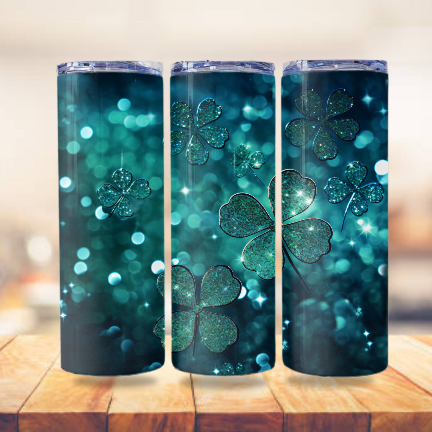 St. Patrick's Day Glitter Tumbler Wrap Design 20oz Tumbler Digital Download PNG Sublimation Tumbler Wrap Irish Clover
