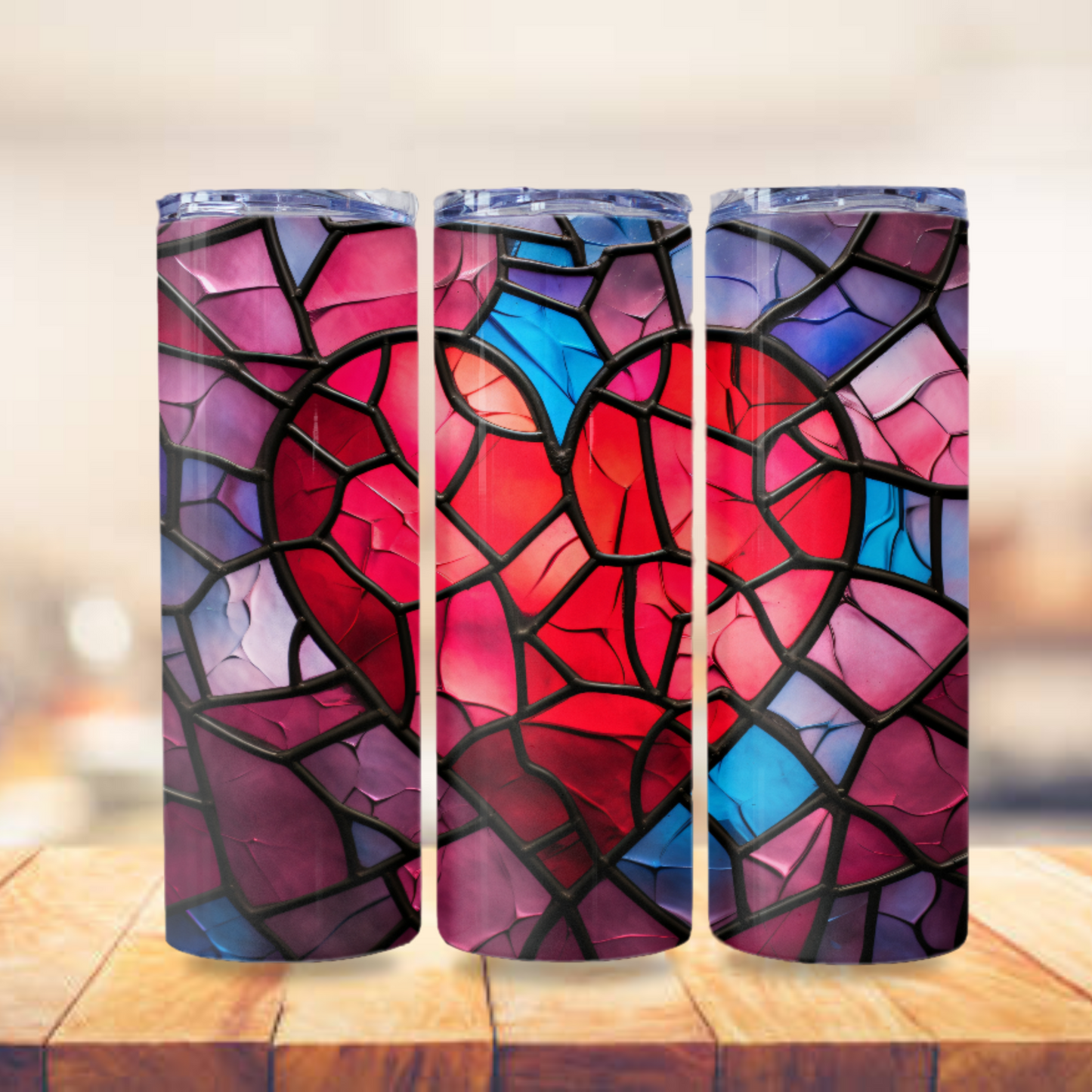 Heart Stained Glass Tumbler Wrap Design 20z Tumbler Digital Download PNG, Digital File sublimation Tumbler Wrap Love PNG, Hearts PNG