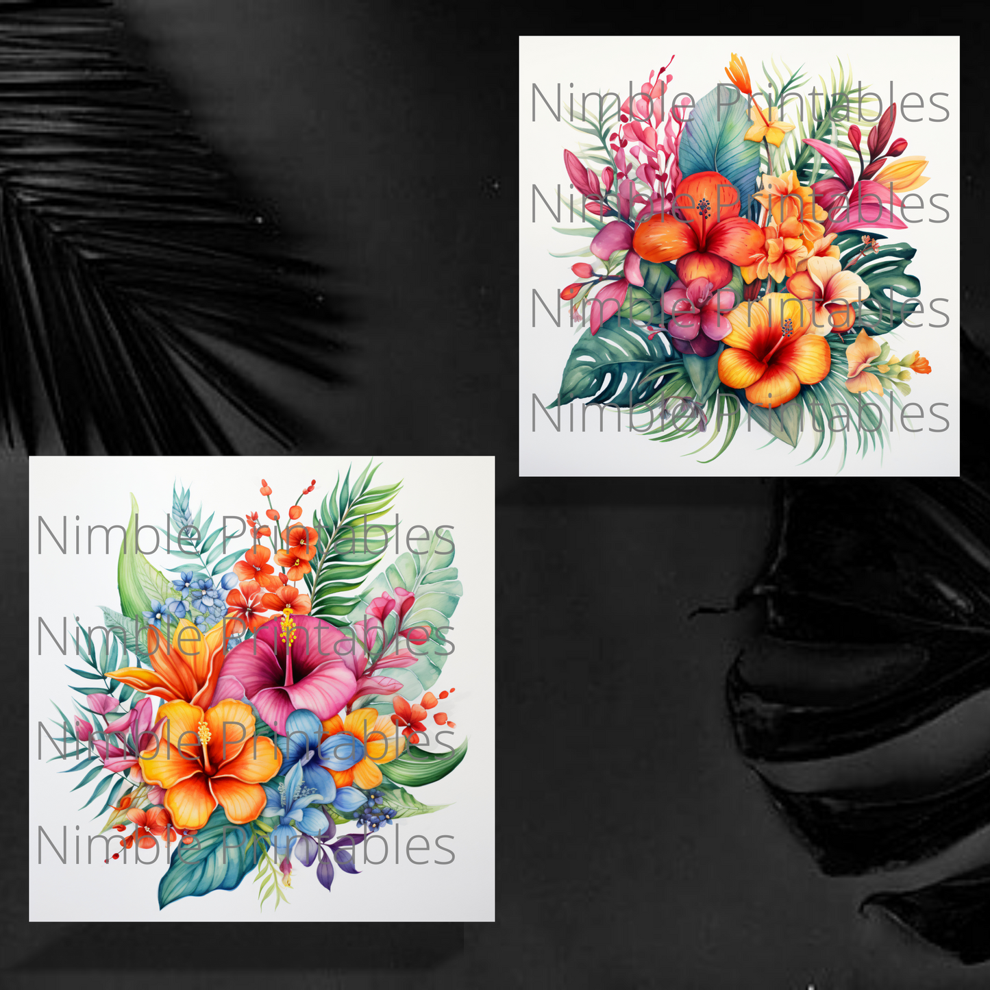 Tropical Boho Floral Square Coaster png, Coaster Bundle, Floral png, Boho png, Instant Downloads Sublimation Design
