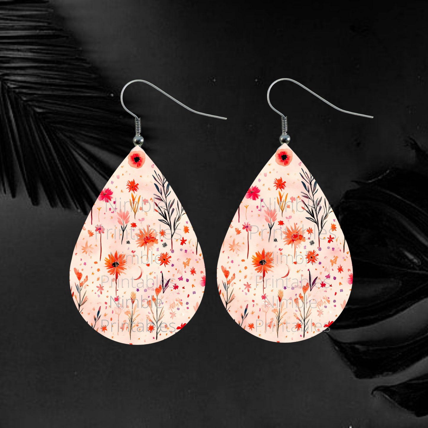 Celestial Wildflower Bundle Teardrop Earring PNG Earrings Sublimation Earring Designs Digital Download Instant Download Moon PNG, Floral PNG