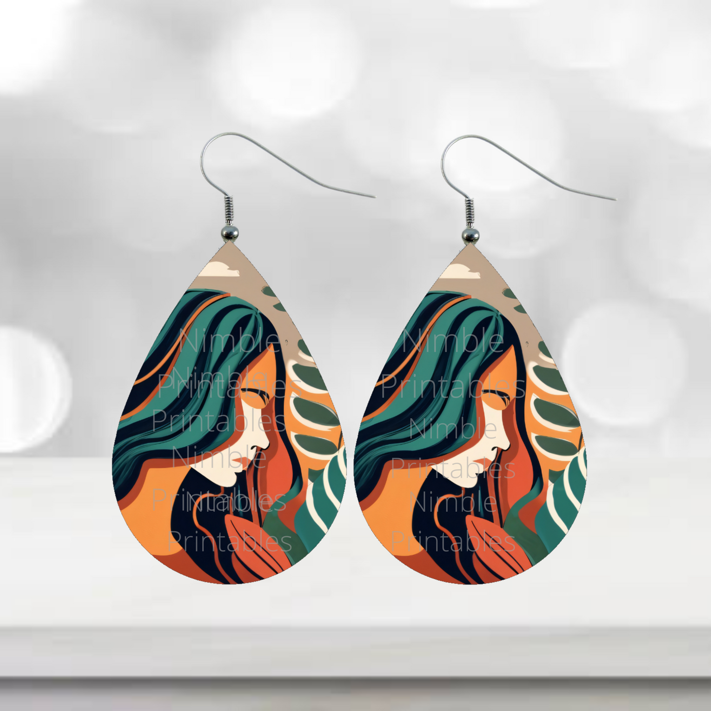 Teardrop Earring PNG Earrings Boho Teardrop Earring PNG Sublimation Earring Designs Digital Download Instant Download Women PNG