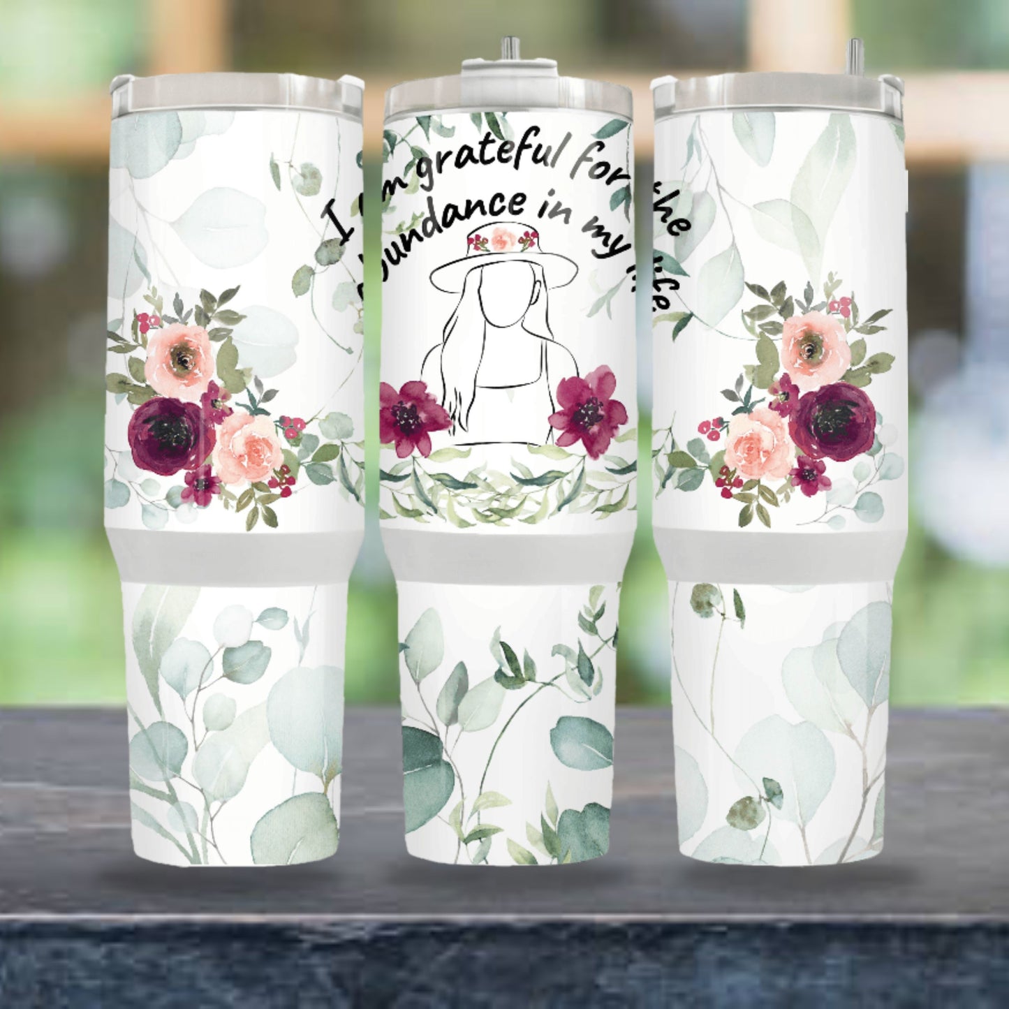 Floral Tumbler Wrap, Positive Affirmations Tumbler Wrap Sublimation Design 40z Tumbler Digital Download PNG, Tumbler PNG