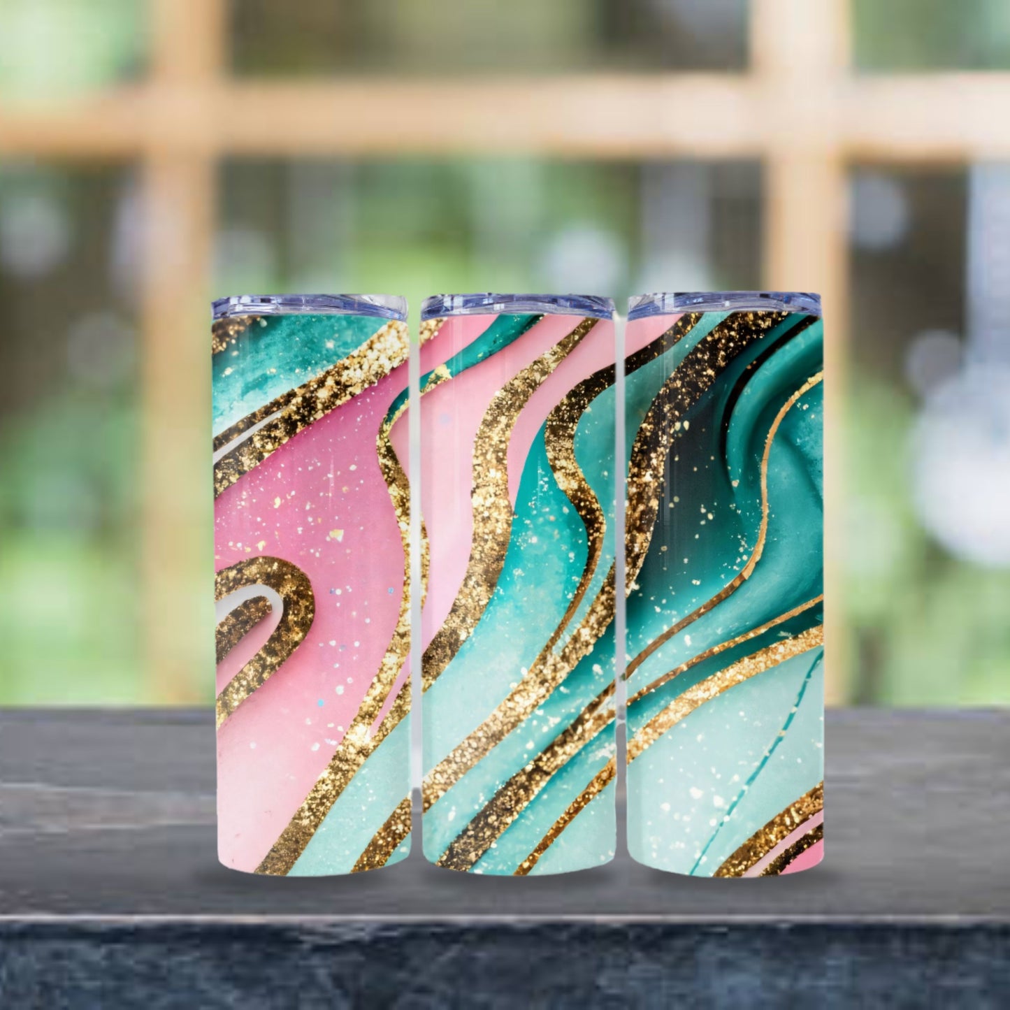 Pink & Gold Glitter Tumbler Wrap 20oz Skinny Tumbler Sublimation Design Digital Download PNG Colorful Vibrant Tumbler Design