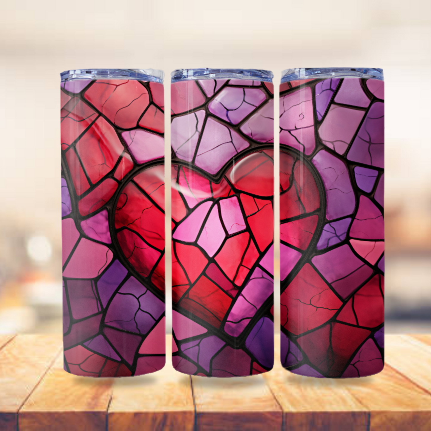 Heart Stained Glass Tumbler Wrap Design 20z Tumbler Digital Download PNG, Digital File sublimation Tumbler Wrap Love PNG, Hearts PNG