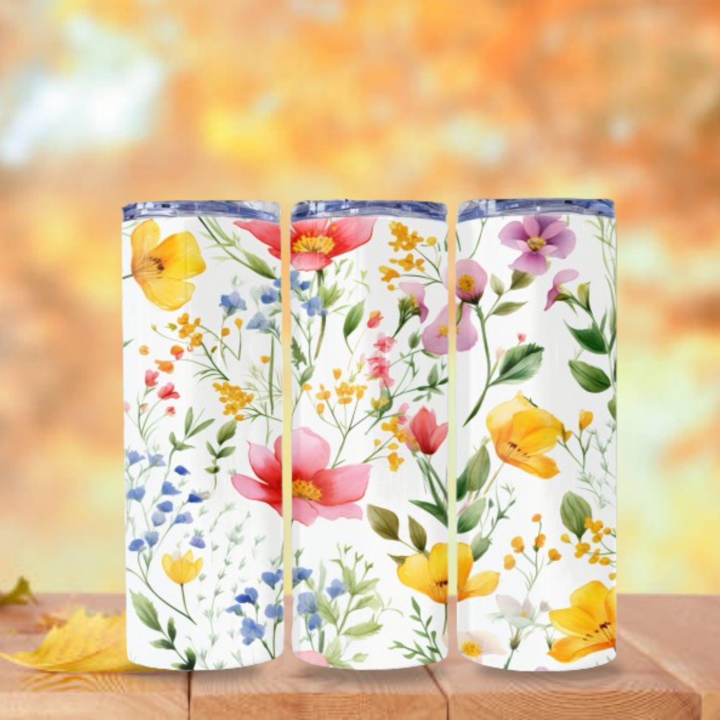 Wildflowers Tumbler Wrap Design 20z Tumbler Digital Download PNG, Customized Tumbler Digital File Sublimation Tumbler Wrap Floral PNG