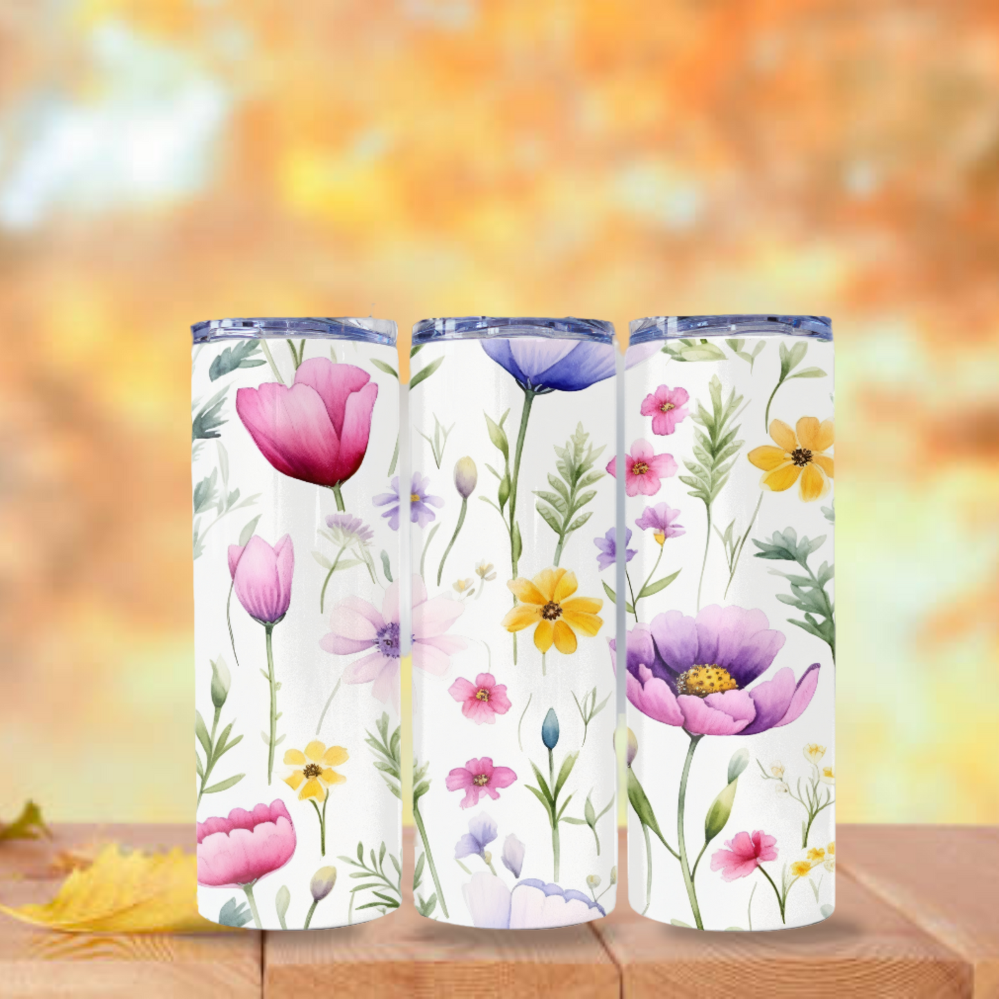 Wildflowers Tumbler Wrap Design 20z Tumbler Digital Download PNG, Customized Sublimation Tumbler Digital File Floral PNG