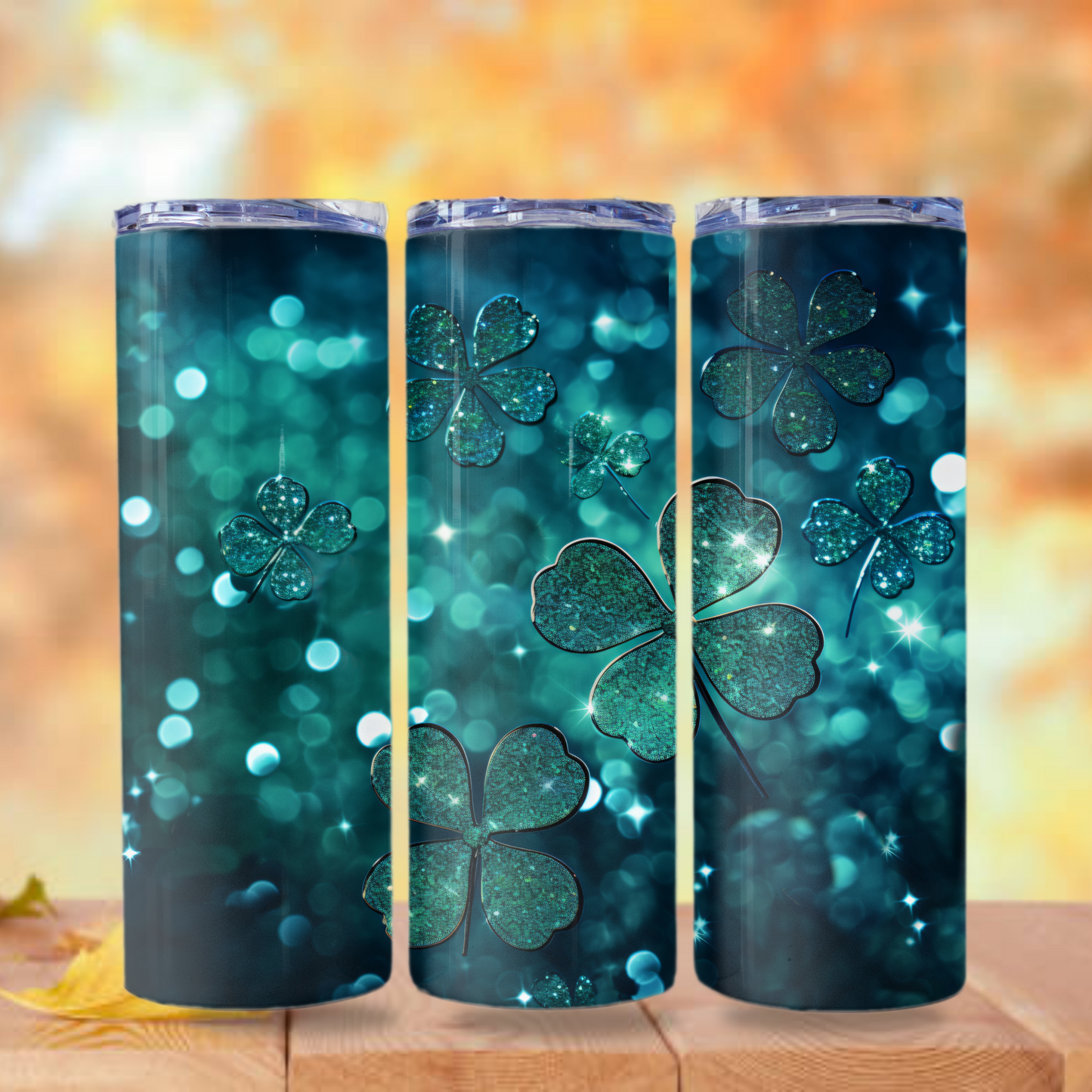 St. Patrick's Day Glitter Tumbler Wrap Design 20oz Tumbler Digital Download PNG Sublimation Tumbler Wrap Irish Clover
