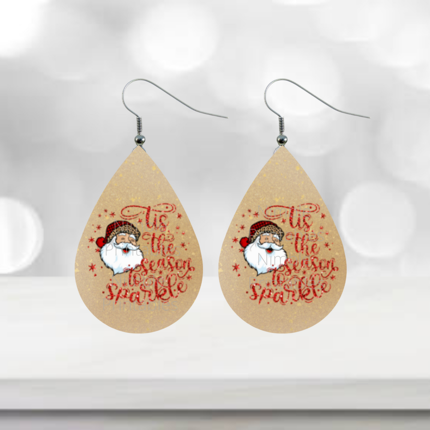 Teardrop Earring PNG Bundle Christmas Earrings Sublimation Earring Designs Digital Download Instant Download Christmas PNG, Santa PNG