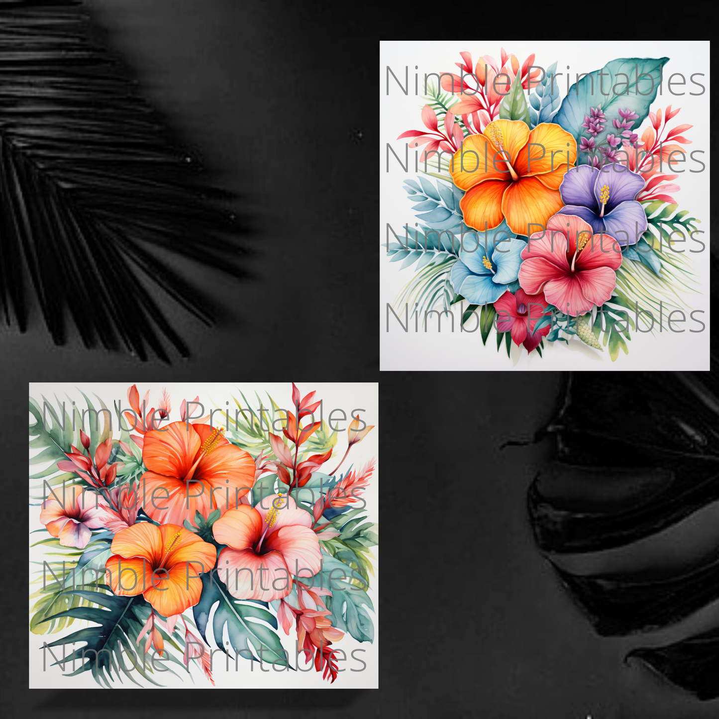 Tropical Boho Floral Square Coaster png, Coaster Bundle, Floral png, Boho png, Instant Downloads Sublimation Design