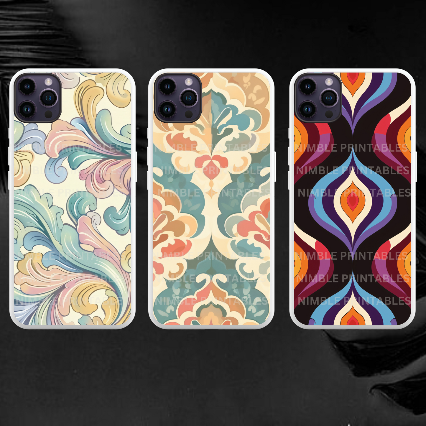 Retro Print Phone Case Sublimation, Phone Case PNG, Phone Case Design, Digital Download, Groovy PNG, Trendy PNG, Template for Custom Cases