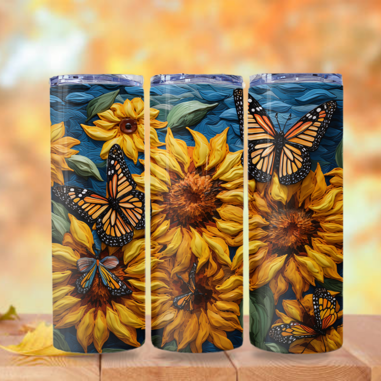 Sunflower Tumbler Wrap Sublimation Design 20oz Skinny Tumbler Digital Download PNG Sunflower PNG Butterflies PNG