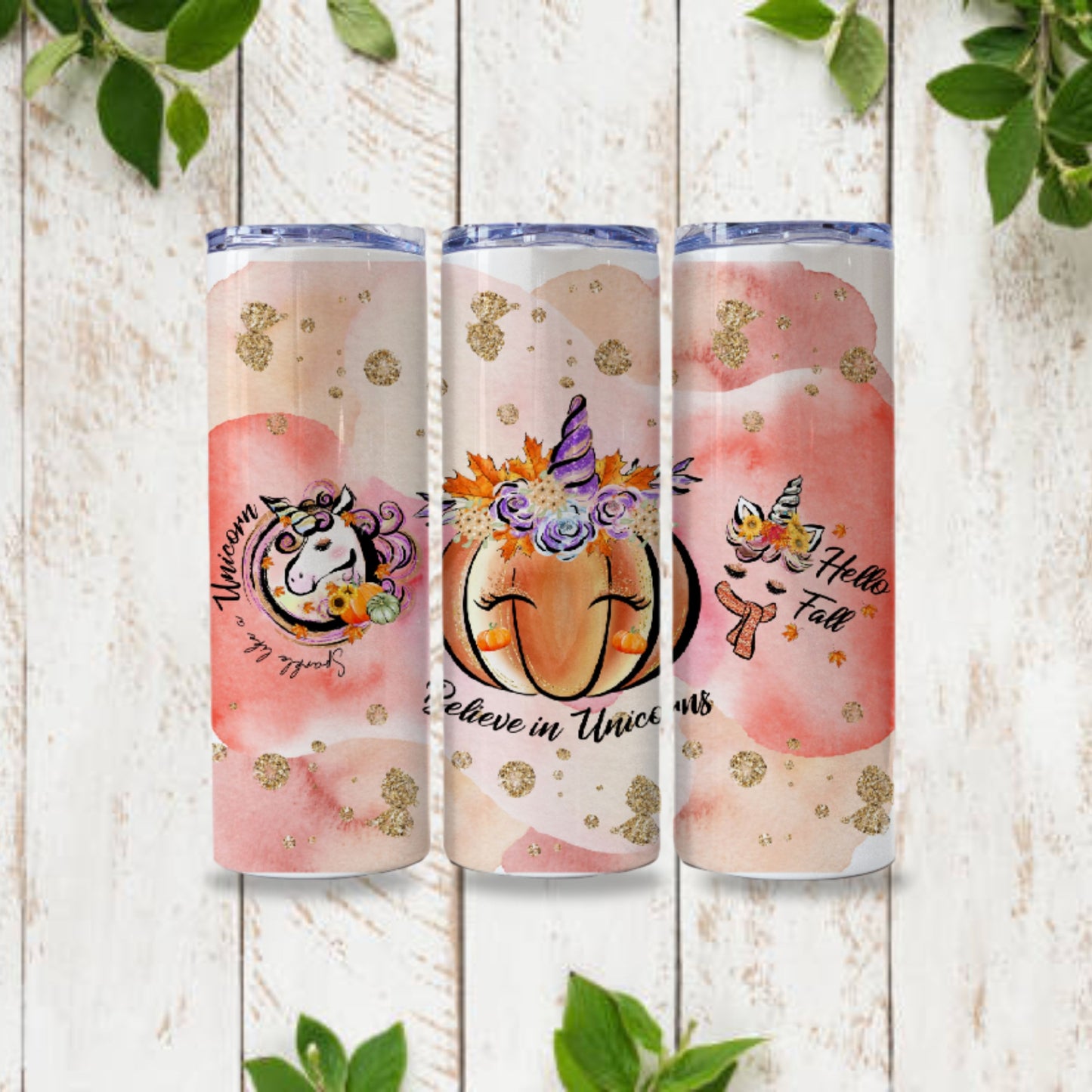 Unicorn Tumbler Wrap Fall Sublimation Design Skinny Tumbler Digital Download PNG Autumn Tumbler Wrap Fall Unicorn Design Pumpkin Tumbler