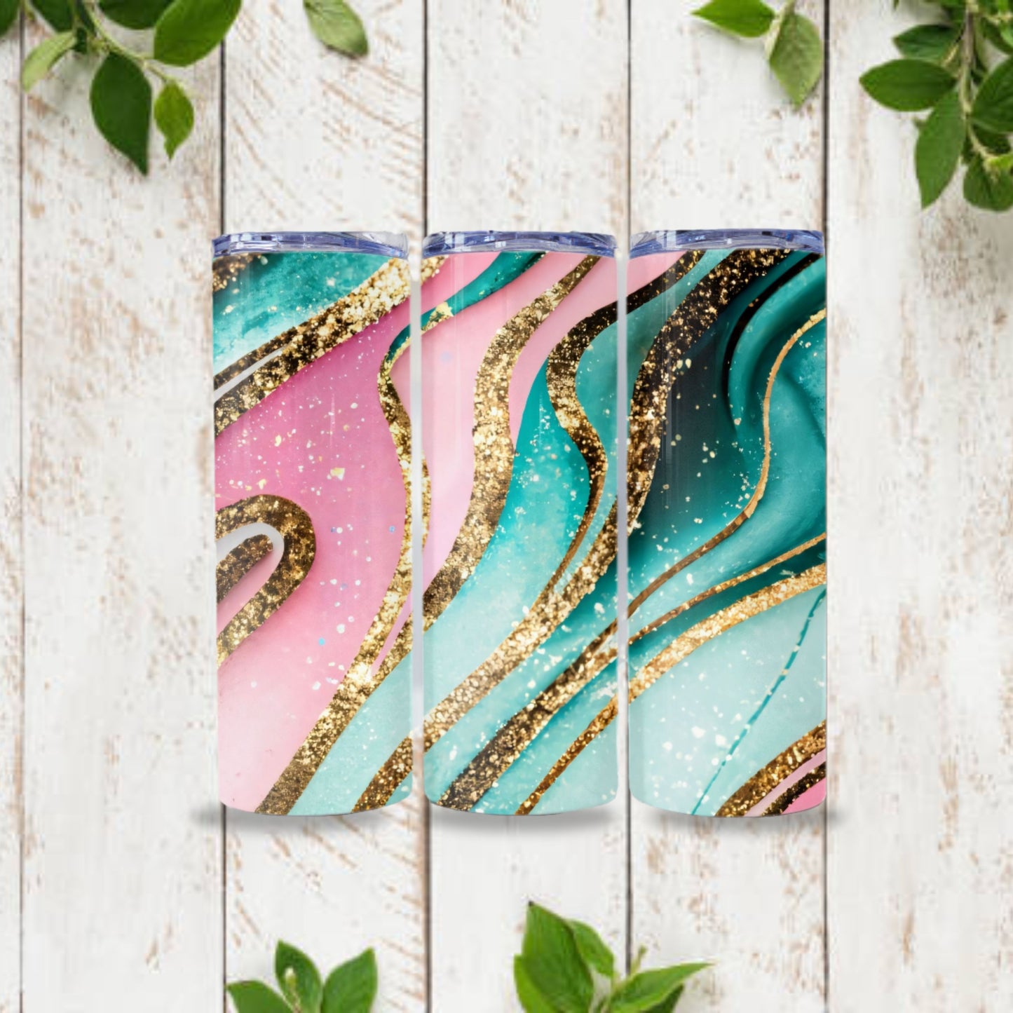 Pink & Gold Glitter Tumbler Wrap 20oz Skinny Tumbler Sublimation Design Digital Download PNG Colorful Vibrant Tumbler Design