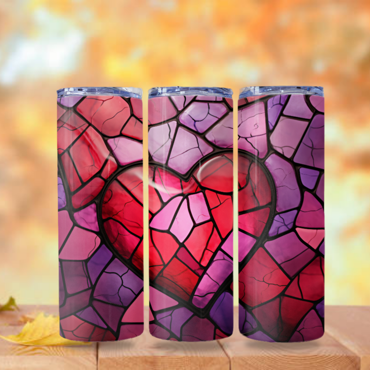 Heart Stained Glass Tumbler Wrap Design 20z Tumbler Digital Download PNG, Digital File sublimation Tumbler Wrap Love PNG, Hearts PNG