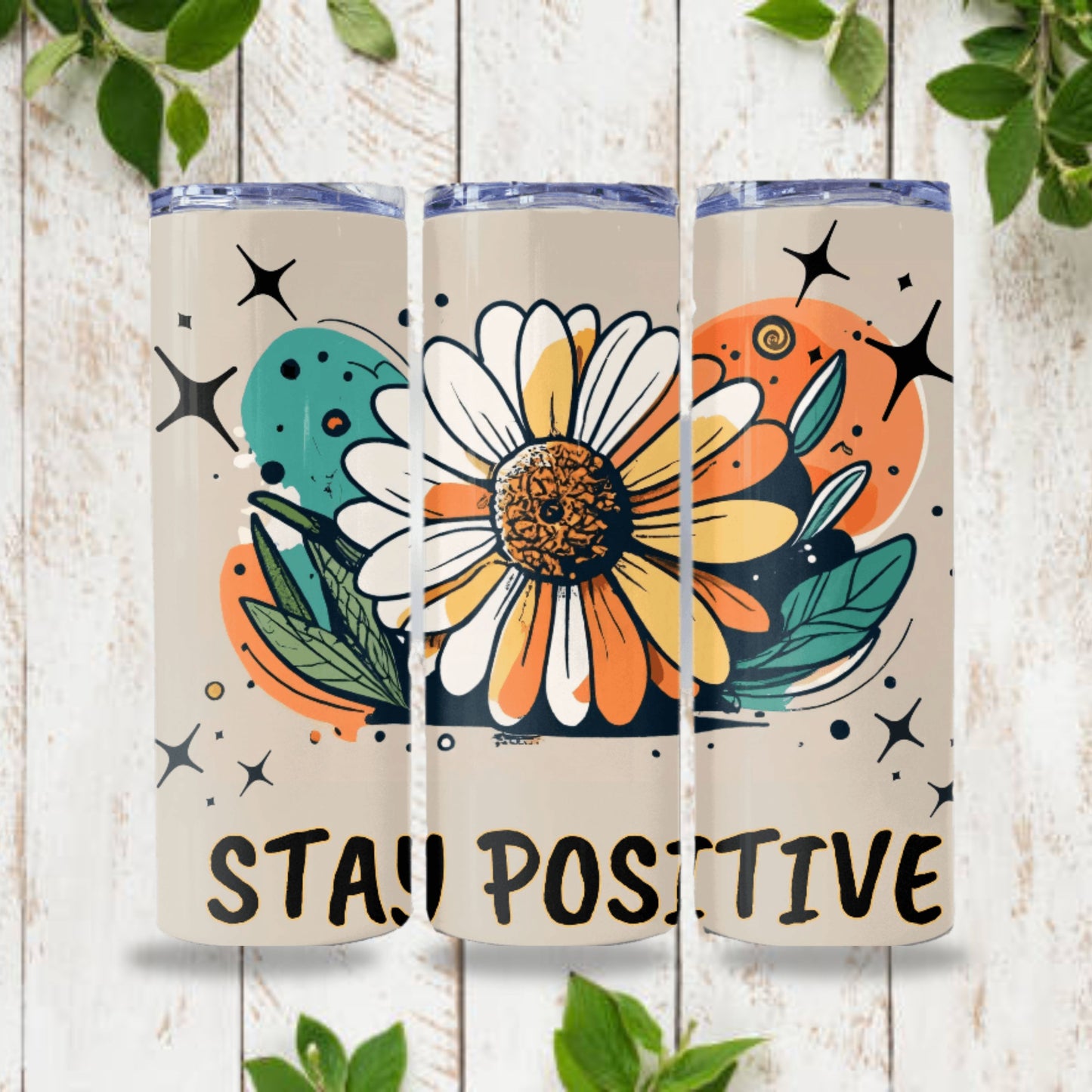 Daisy Tumbler Wrap 20z Skinny Tumbler Sublimation Design Digital Download PNG Colorful Tumbler Wrap, Positive PNG