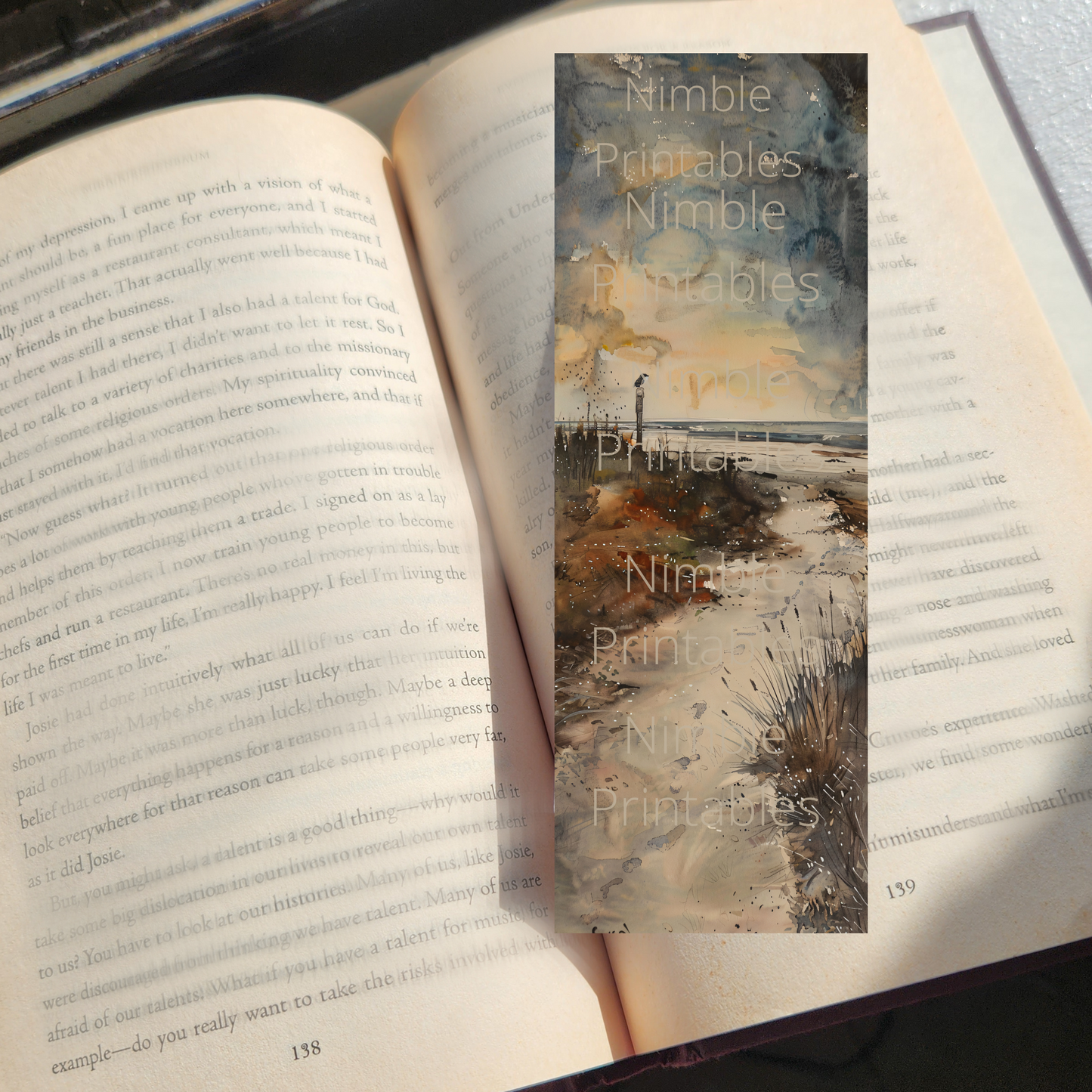 Printable Bookmarks Bundle Beach Theme, Digital Downloads, Watercolor Bookmark, 40 PNG and 40 JPG Bookmark Sublimation