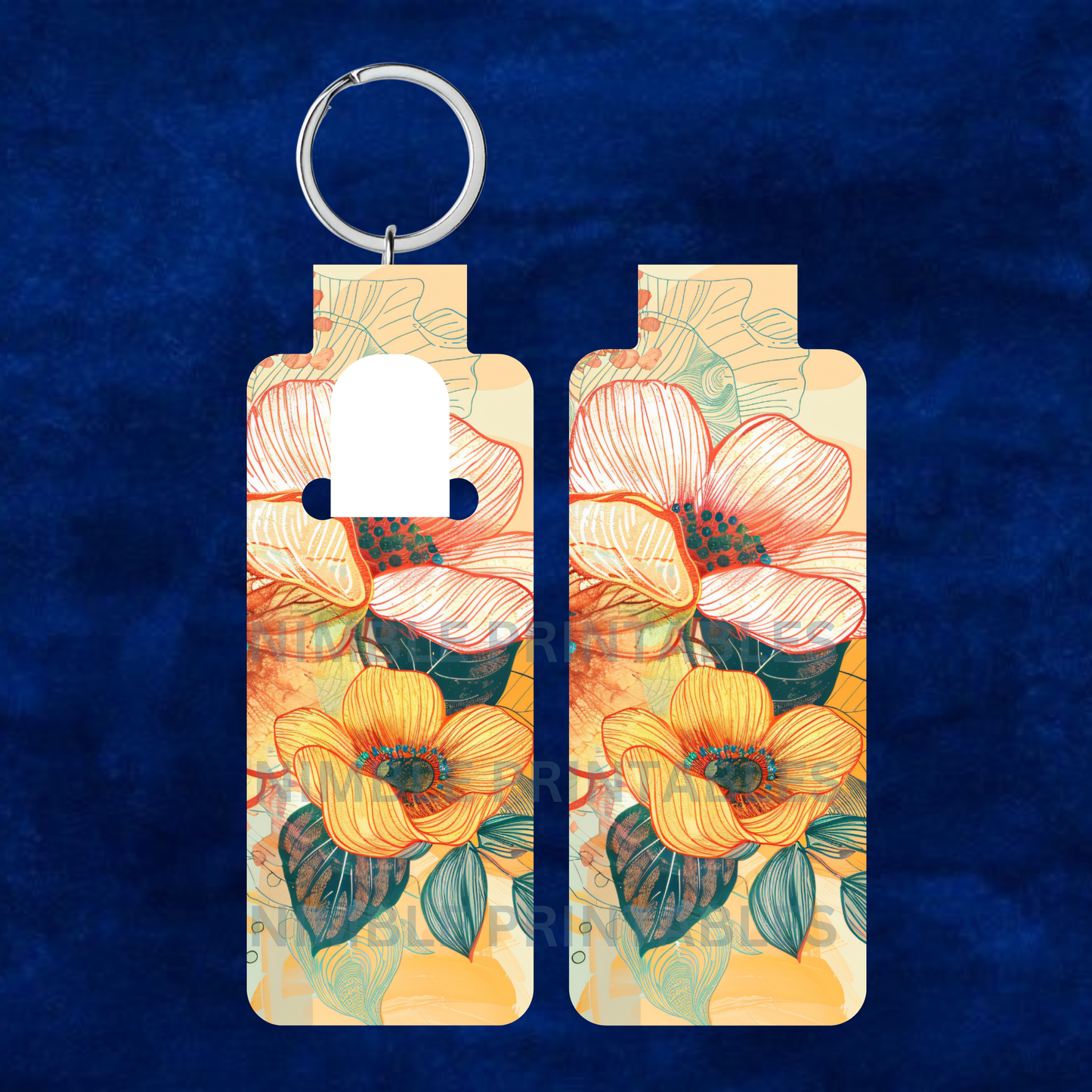 Vintage Boho Floral Skinny Lip Balm Sublimation Bundle Skinny Lip Balm Holder PNG Key Ring Tag Fob Digital Downloads, Instant Download