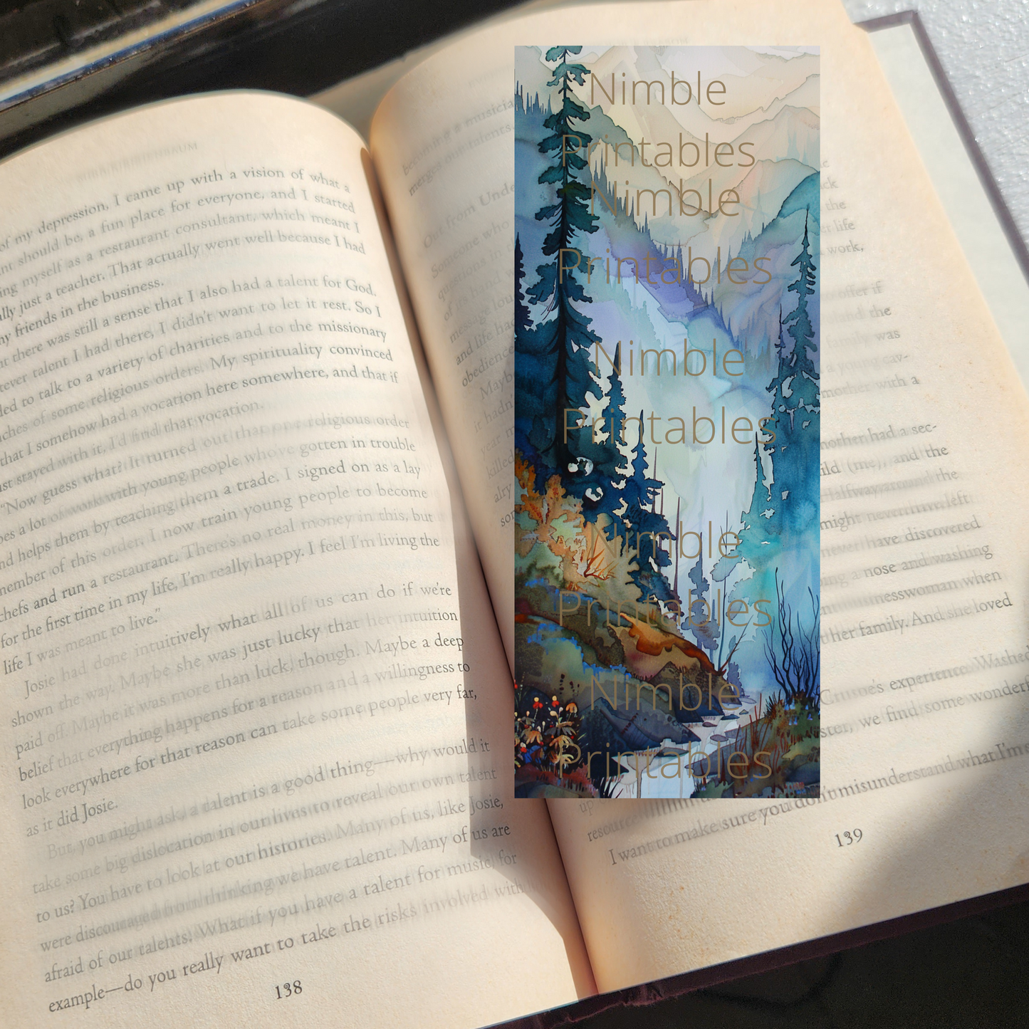 Printable Bookmarks Bundle Landscape Print, Digital Downloads, Watercolor Bookmark, 40 PNG and 40 JPG Bookmark Sublimation