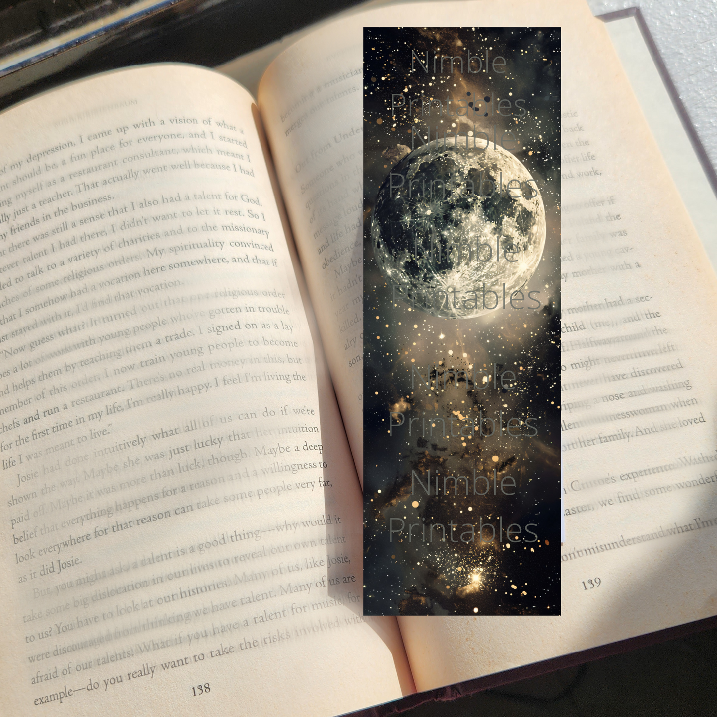 Printable Bookmarks Bundle Celestial Moon, Digital Downloads, Watercolor Bookmark, 42 PNG & 42 JPG Bookmark Sublimation, Star and Moon PNG