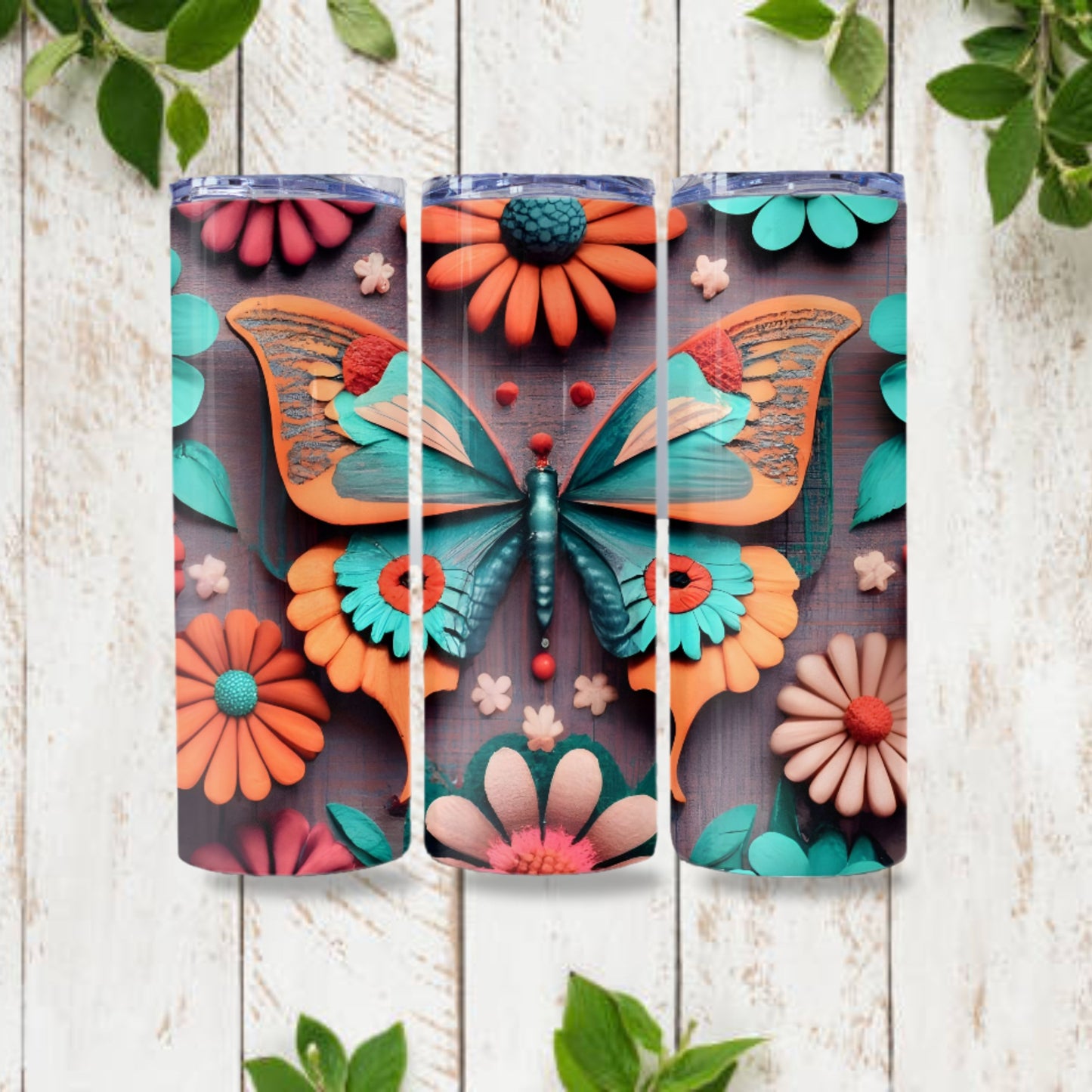 Butterfly Tumbler Wrap Butterfly Design Tumbler Sublimation Design 20oz Skinny Tumbler Digital Download PNG Straight Skinny Tumbler Boho