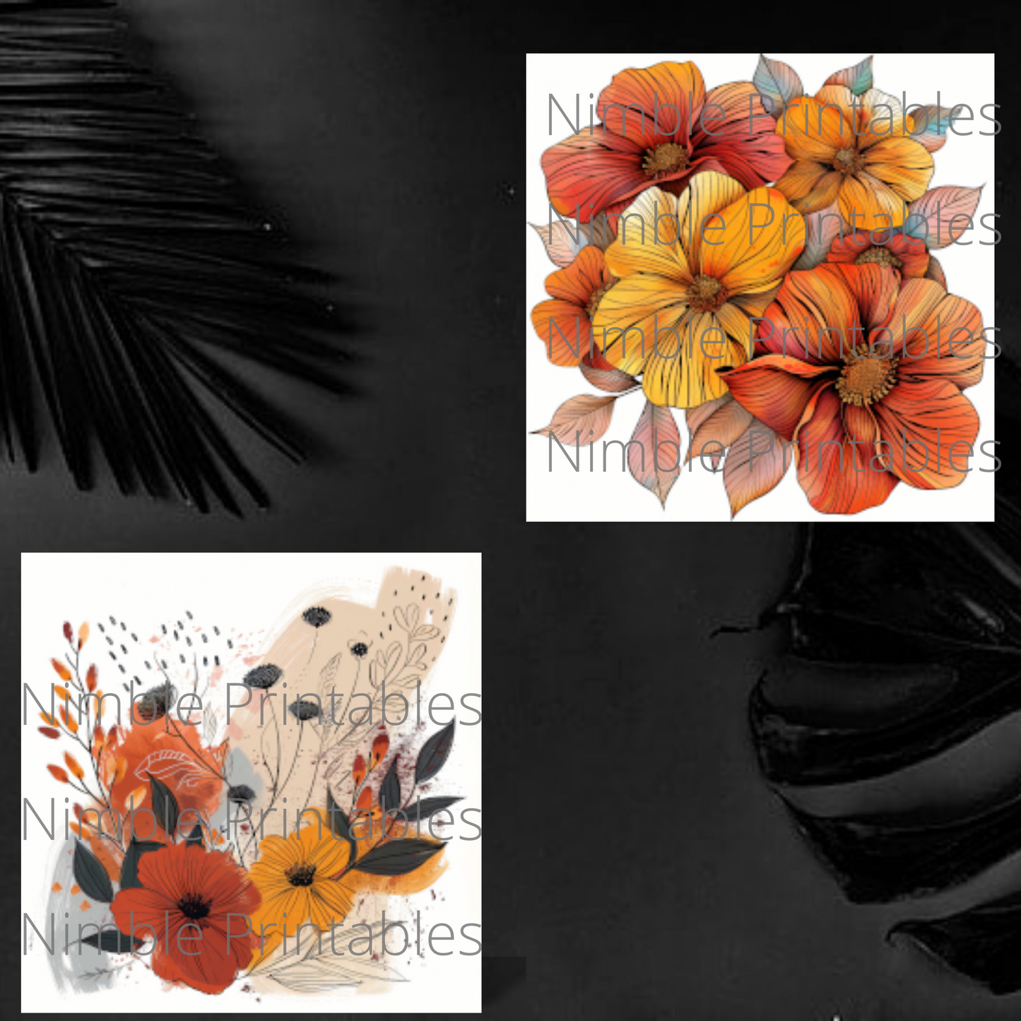 Autumn Boho Floral Square Coaster PNG, Coaster Bundle, Floral png, Boho PNG, Instant Downloads Sublimation Design