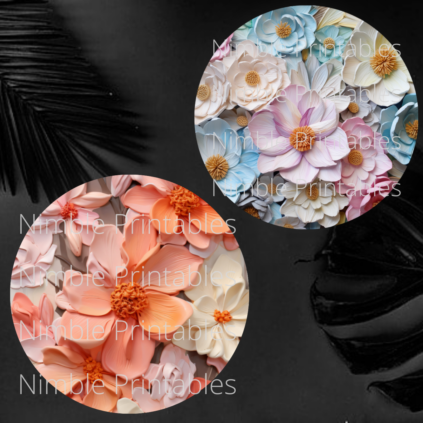 3D Floral Car Coaster PNG, Floral PNG, Car Coaster PNG, Instant Downloads Sublimation Design Car Accessories