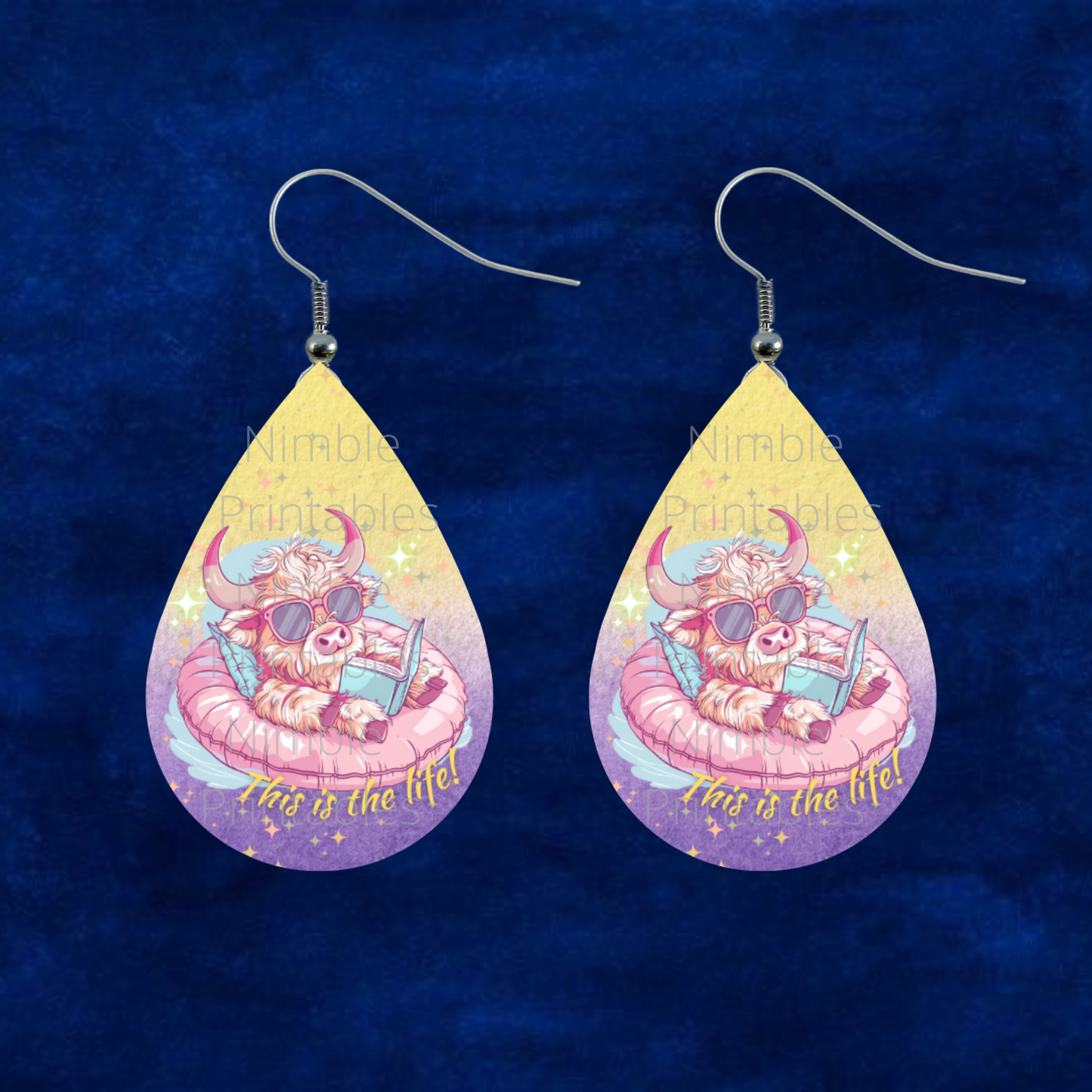 Teardrop Earring PNG Highland Cow Earrings Bundle PNG Sublimation Earring Designs Digital Download Instant Download Summer PNG