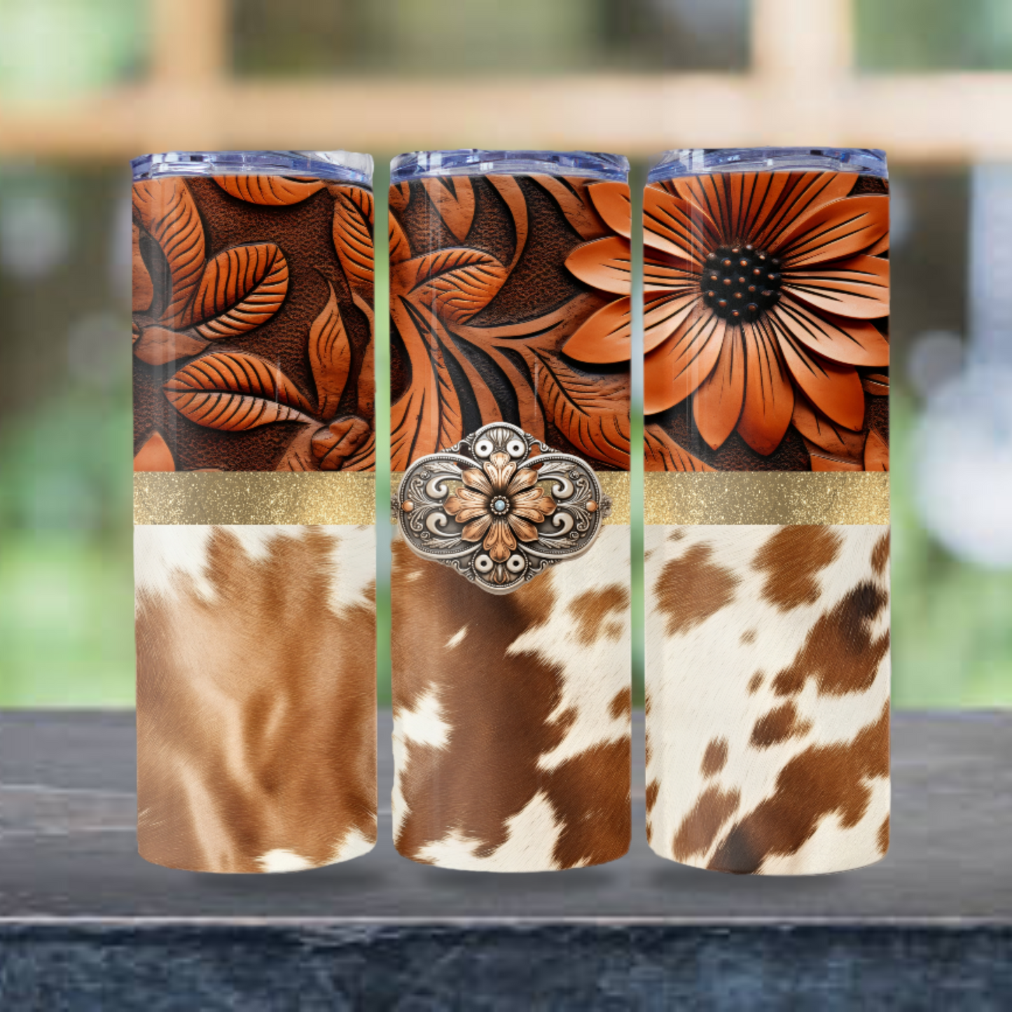 Western Tumbler Wrap Design 20z Tumbler Digital Download PNG Digital File Sublimation Tumbler Wrap Wood Engraved Cowhide Tumbler Wrap