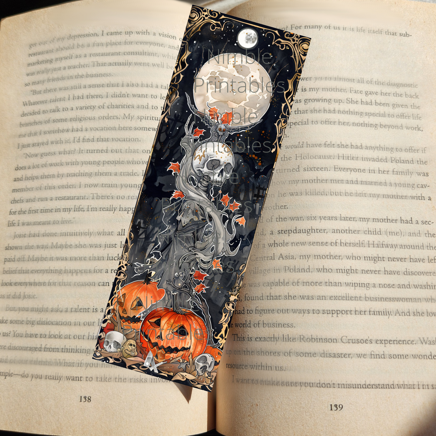 Printable Bookmarks Bundle Halloween Watercolor, Digital Downloads, 29 PNG and 29 JPG Bookmark Sublimation Fantasy png, Dark Academia png