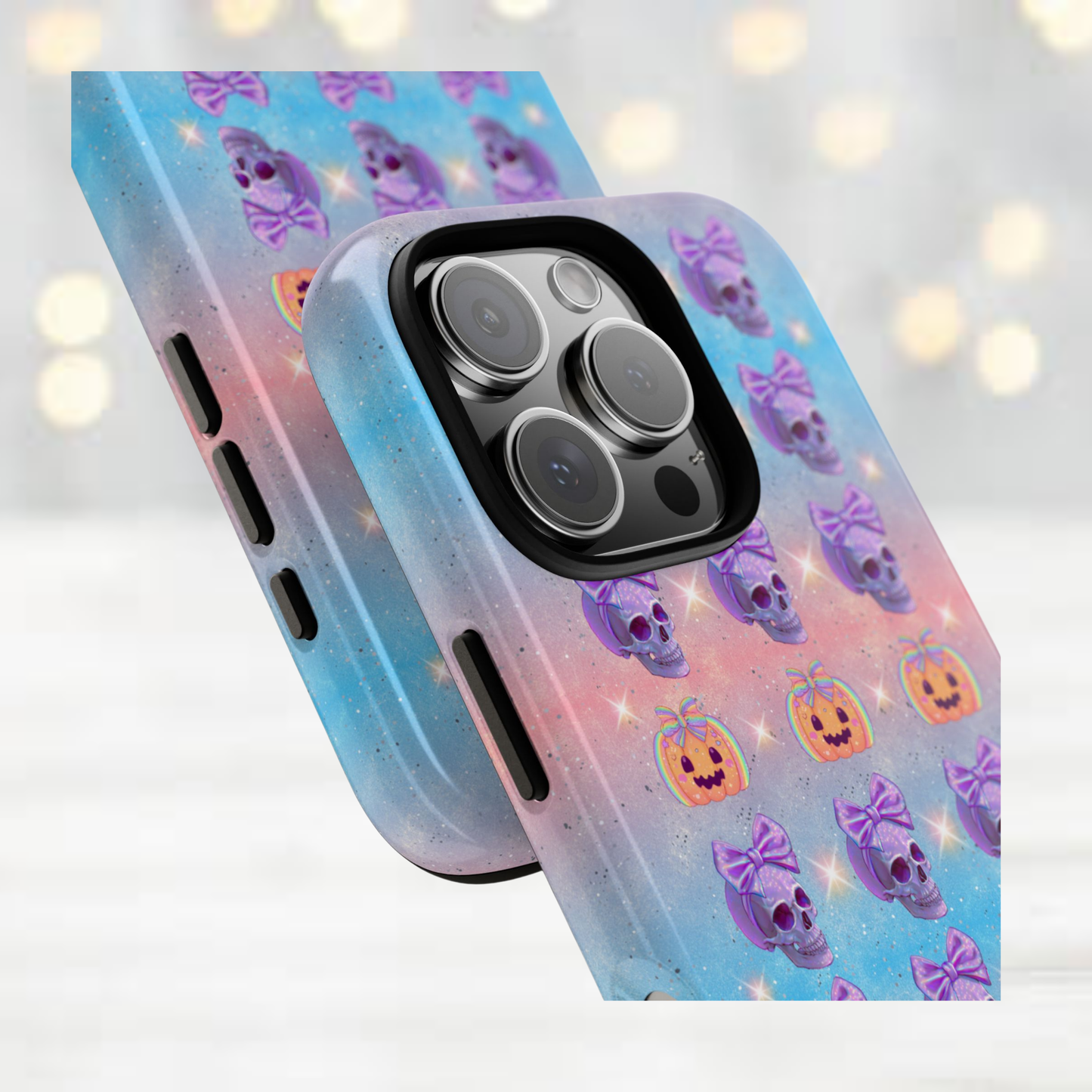 Pastel Iridescent Skull iPhone Case Cute Halloween Phone Cover Tough Cases Alternative Phone Case Gift for Her Goth Phone Case