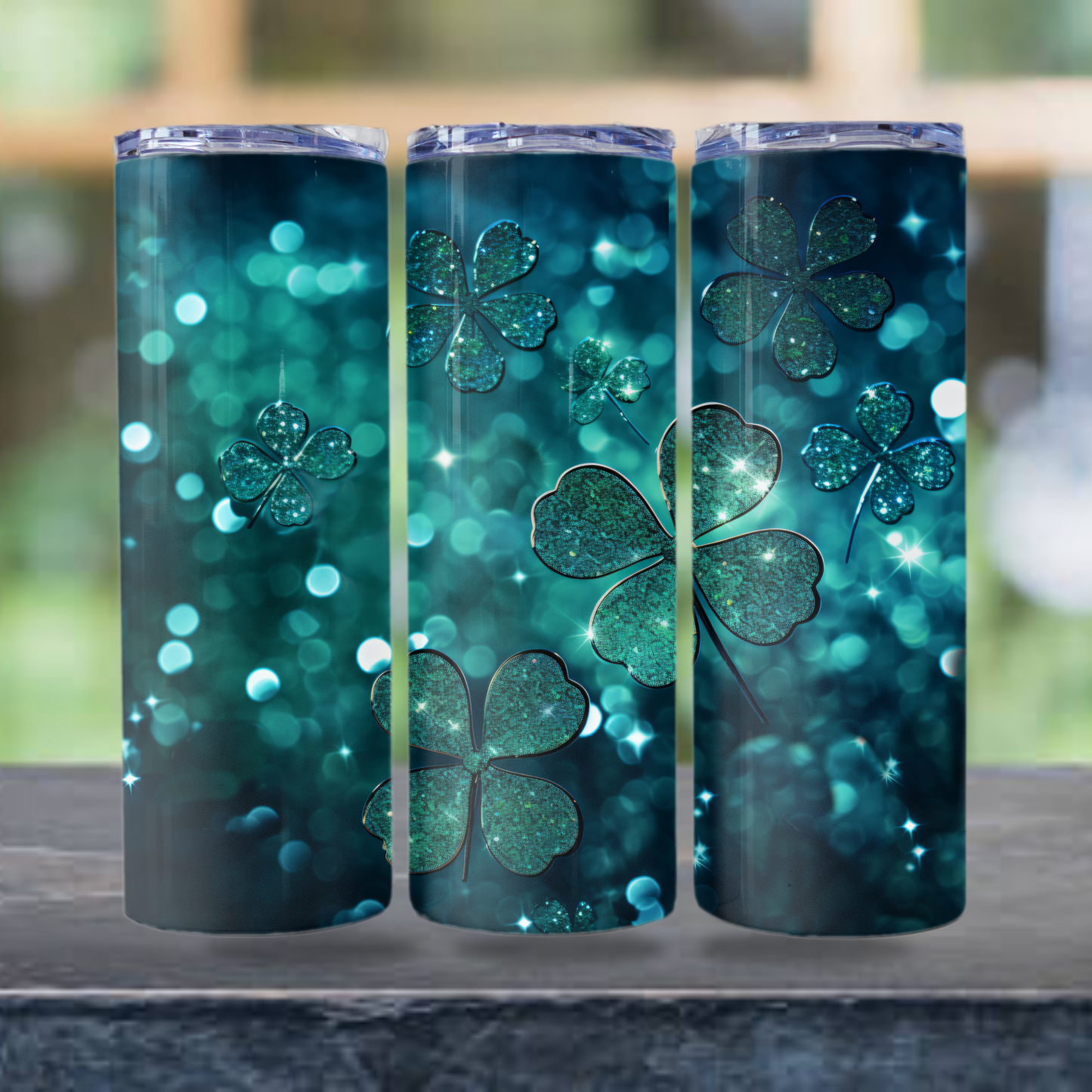 St. Patrick's Day Glitter Tumbler Wrap Design 20oz Tumbler Digital Download PNG Sublimation Tumbler Wrap Irish Clover