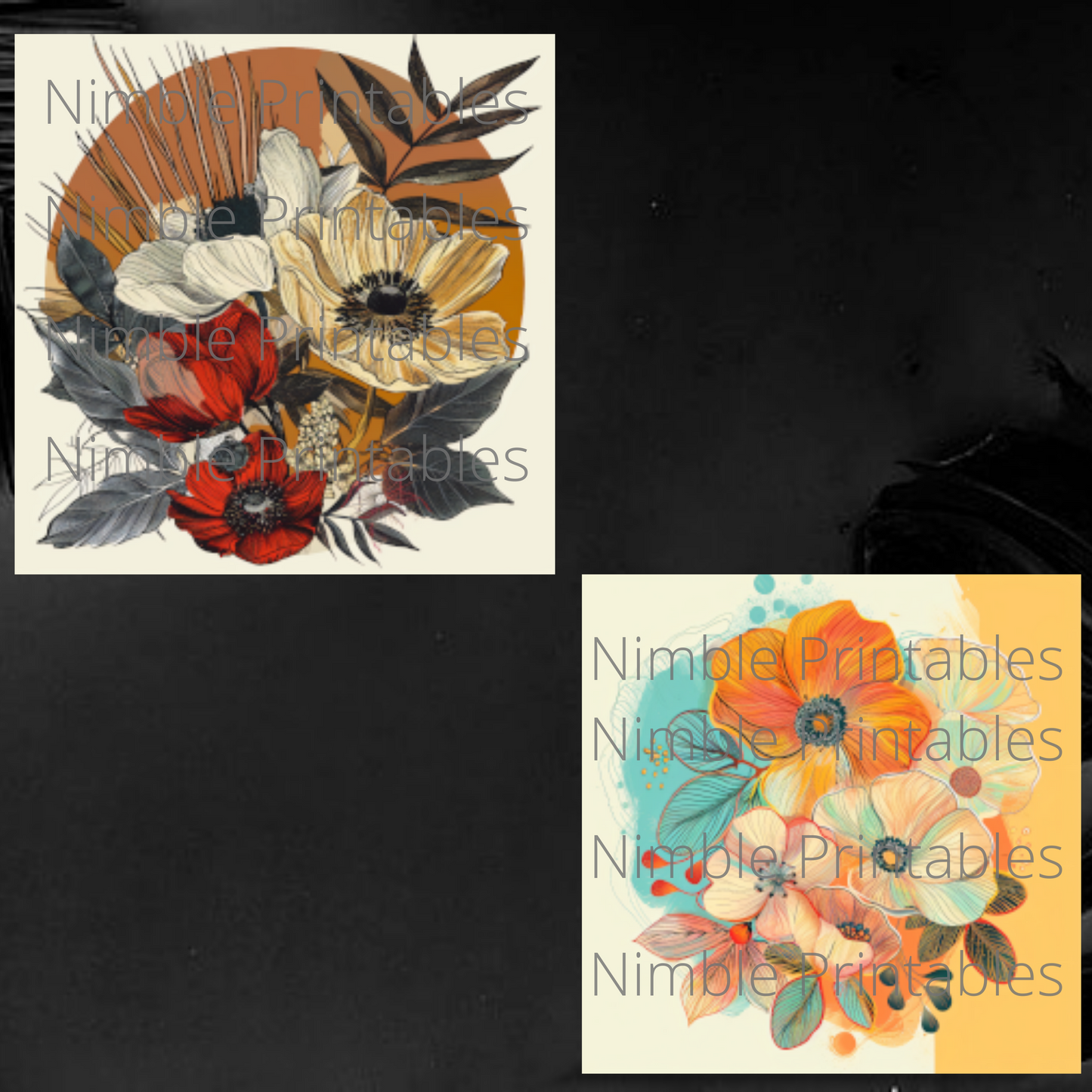 Vintage Boho Floral Square Coaster PNG, Coaster Bundle, Floral png, Boho PNG, Instant Downloads Sublimation Design