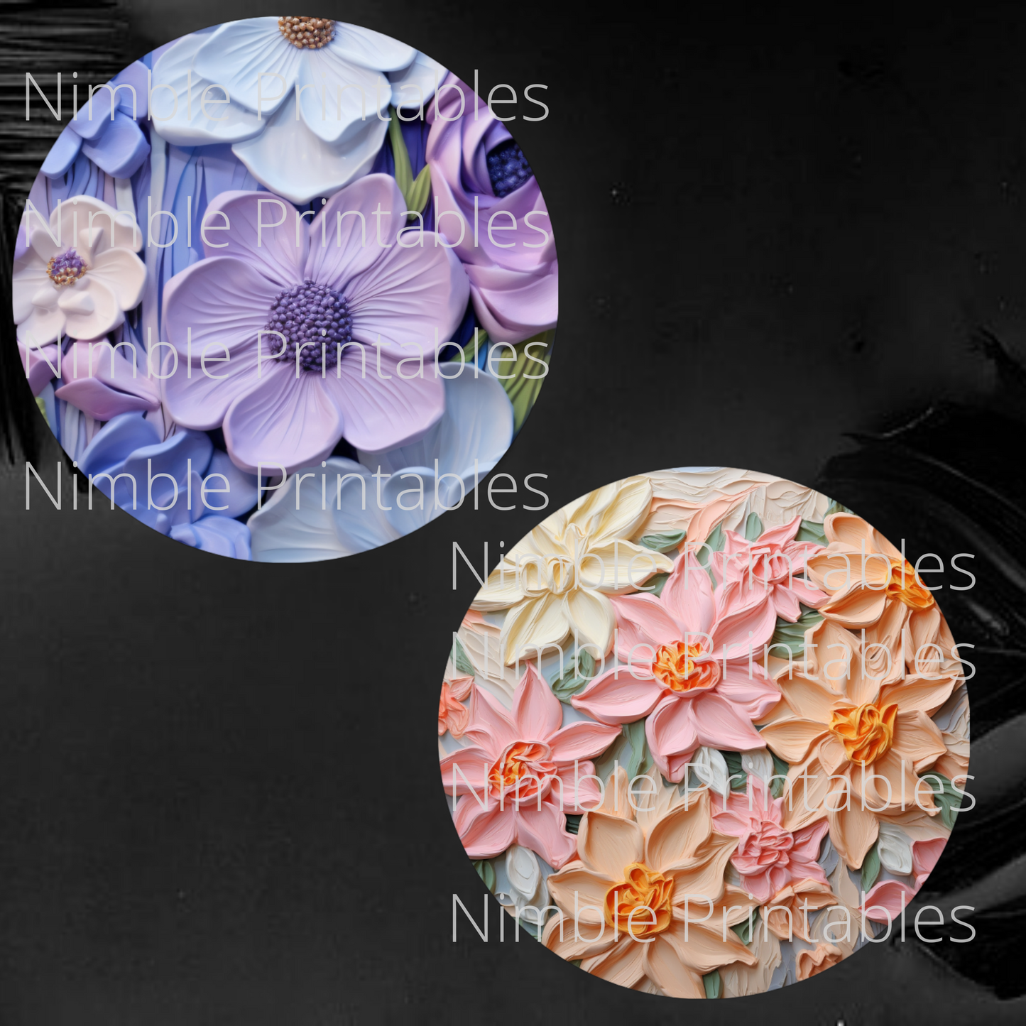 3D Floral Car Coaster PNG, Floral PNG, Car Coaster PNG, Instant Downloads Sublimation Design Car Accessories