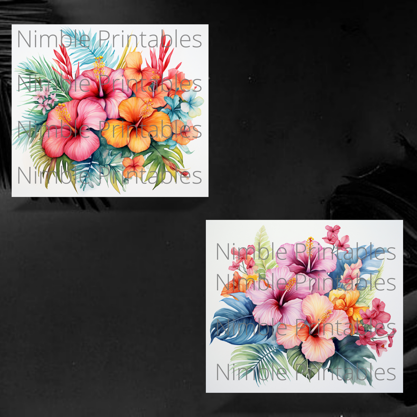 Tropical Boho Floral Square Coaster png, Coaster Bundle, Floral png, Boho png, Instant Downloads Sublimation Design
