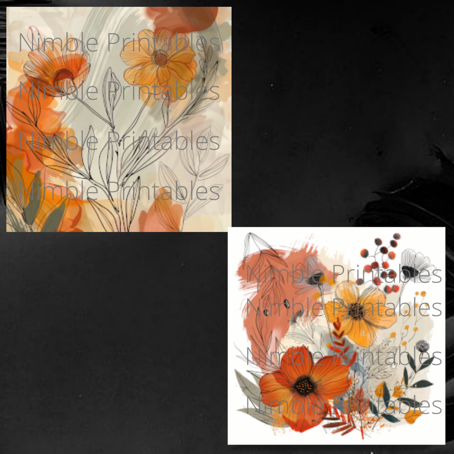 Autumn Boho Floral Square Coaster PNG, Coaster Bundle, Floral png, Boho PNG, Instant Downloads Sublimation Design