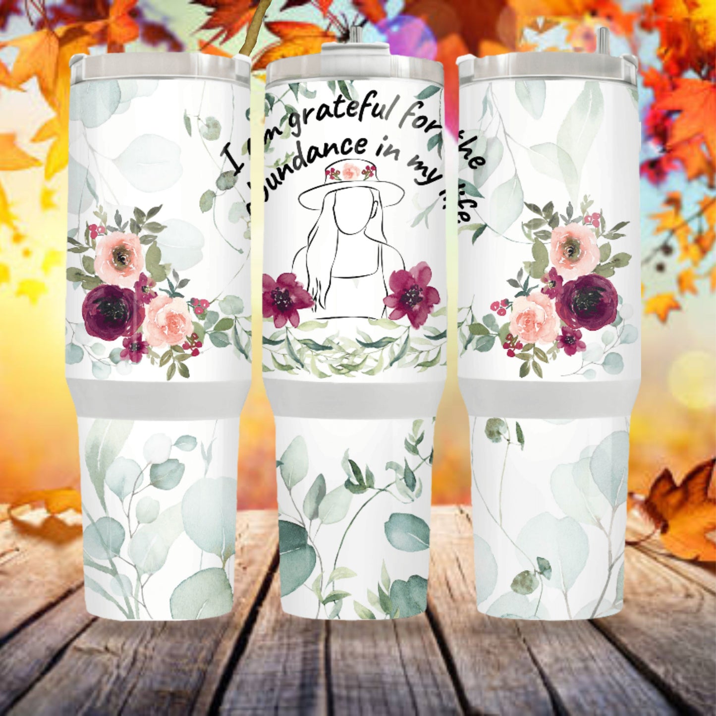 Floral Tumbler Wrap, Positive Affirmations Tumbler Wrap Sublimation Design 40z Tumbler Digital Download PNG, Tumbler PNG