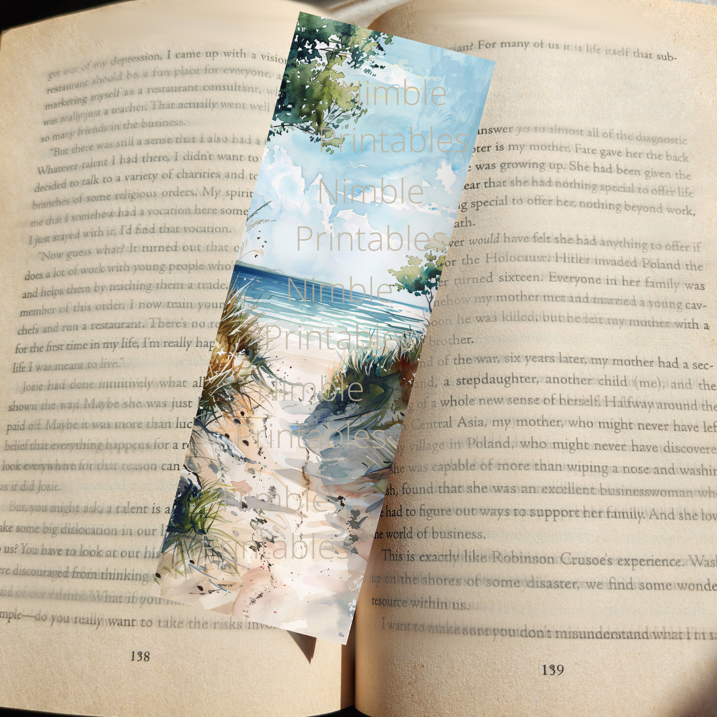 Printable Bookmarks Bundle Beach Theme, Digital Downloads, Watercolor Bookmark, 40 PNG and 40 JPG Bookmark Sublimation