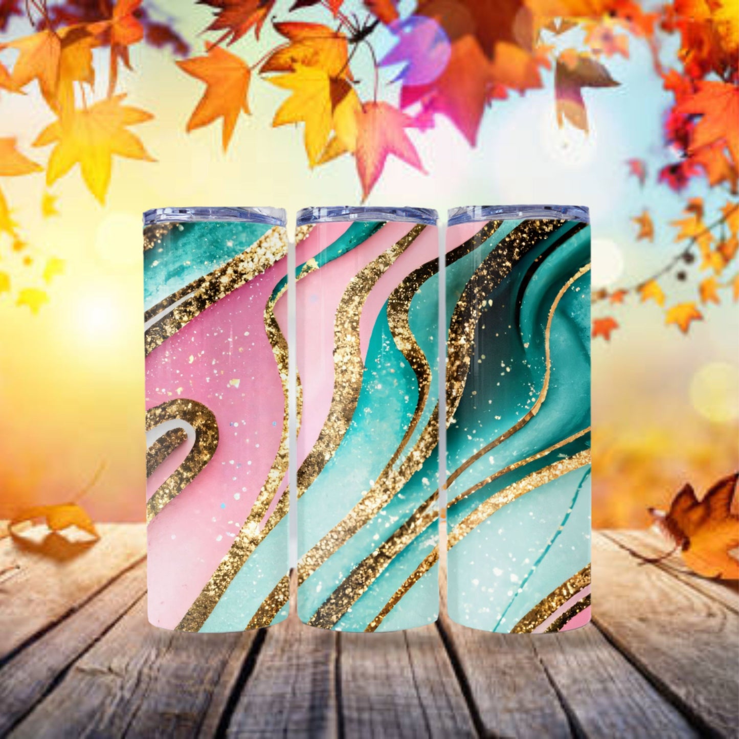 Pink & Gold Glitter Tumbler Wrap 20oz Skinny Tumbler Sublimation Design Digital Download PNG Colorful Vibrant Tumbler Design