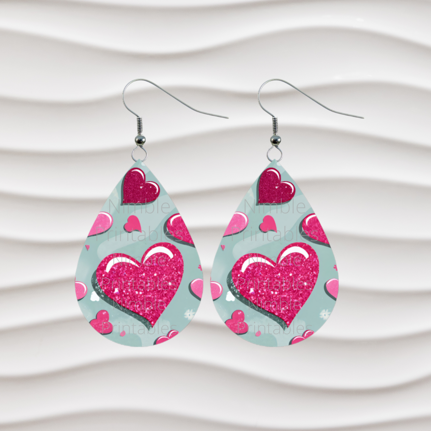 Valentines Day Teardrop Earrings PNG Sublimation Earring Designs Teardrop Earring Sublimation Digital Download Instant Download Hearts PNG