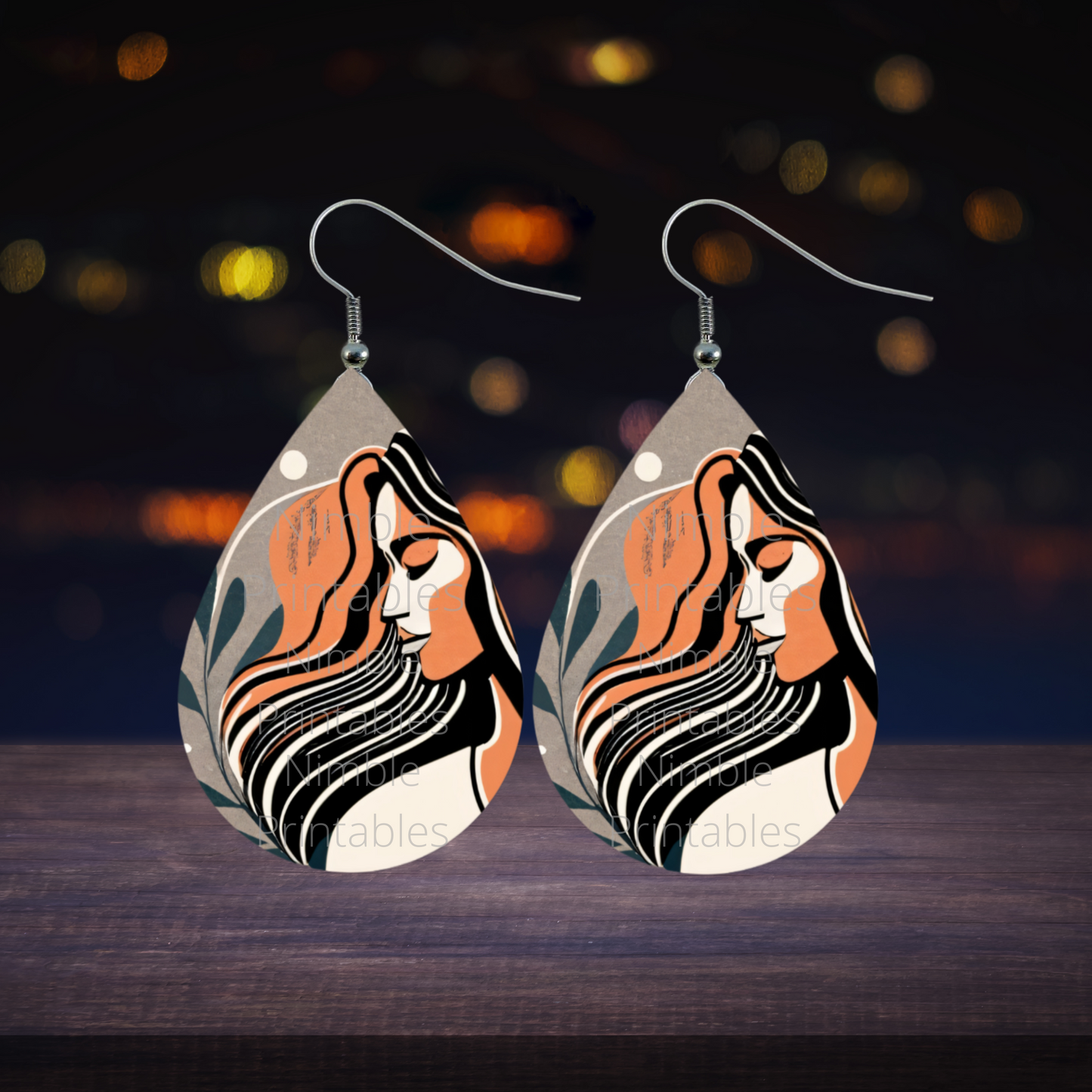 Teardrop Earring PNG Earrings Boho Teardrop Earring PNG Sublimation Earring Designs Digital Download Instant Download Women PNG