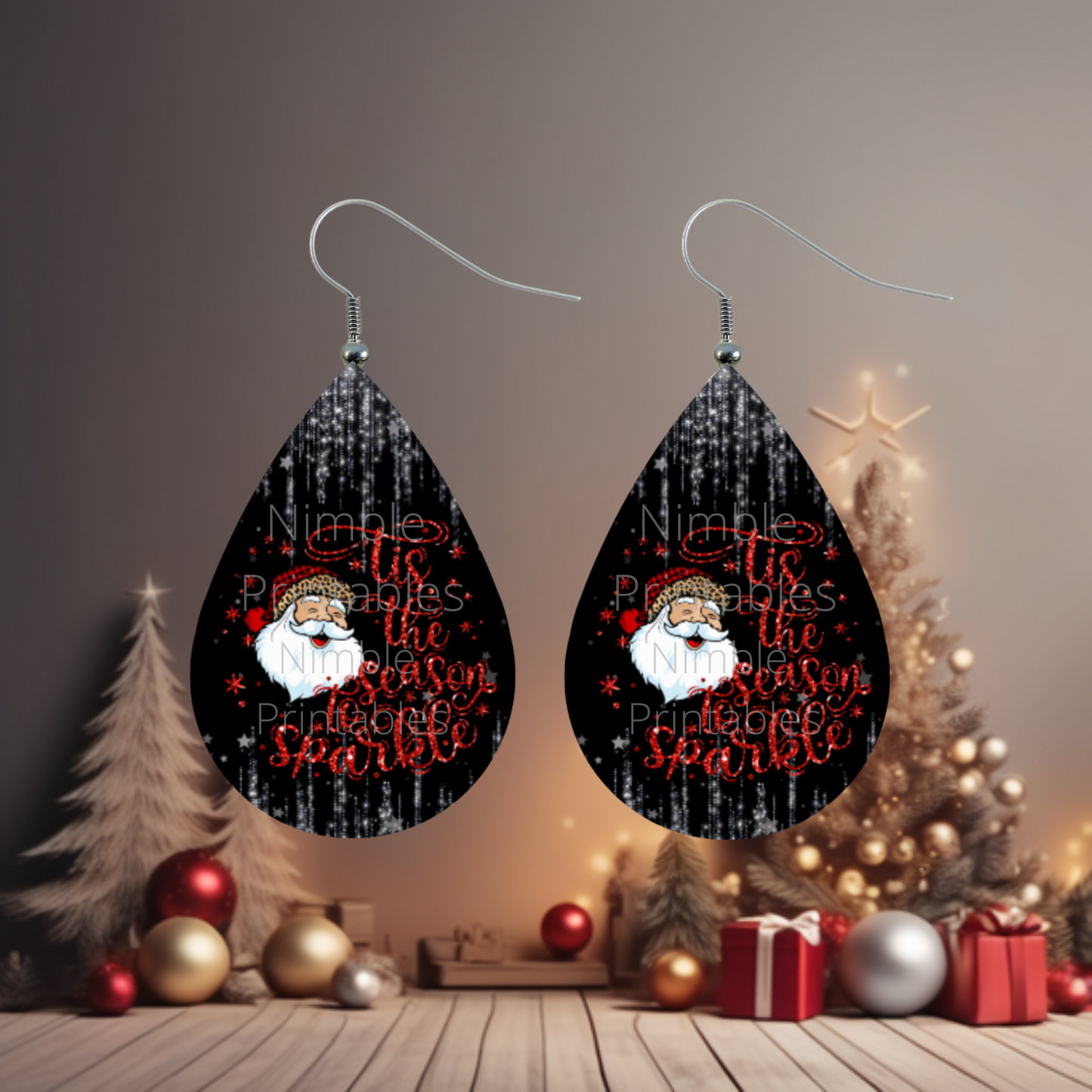 Teardrop Earring PNG Bundle Christmas Earrings Sublimation Earring Designs Digital Download Instant Download Christmas PNG, Santa PNG