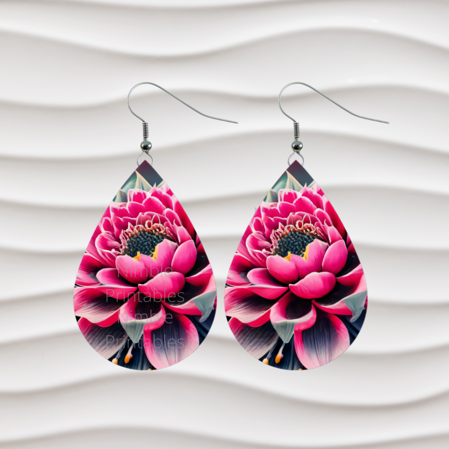Teardrop Earrings PNG Succulent PNG Sublimation Earring Designs Floral PNG Sublimation Prints Digital Download Instant Download Pink Png
