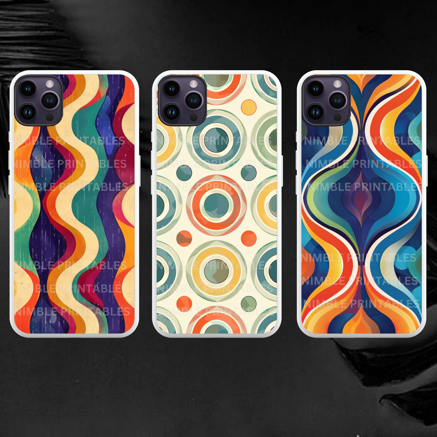 Retro Print Phone Case Sublimation, Phone Case PNG, Phone Case Design, Digital Download, Groovy PNG, Trendy PNG, Template for Custom Cases