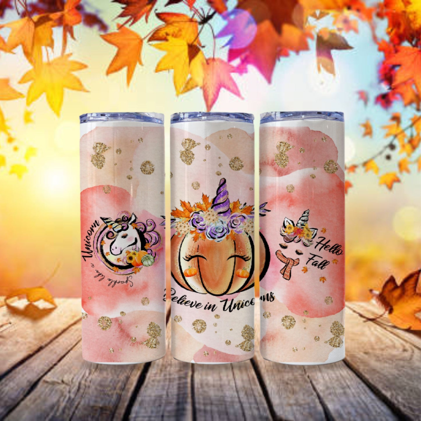 Unicorn Tumbler Wrap Fall Sublimation Design Skinny Tumbler Digital Download PNG Autumn Tumbler Wrap Fall Unicorn Design Pumpkin Tumbler