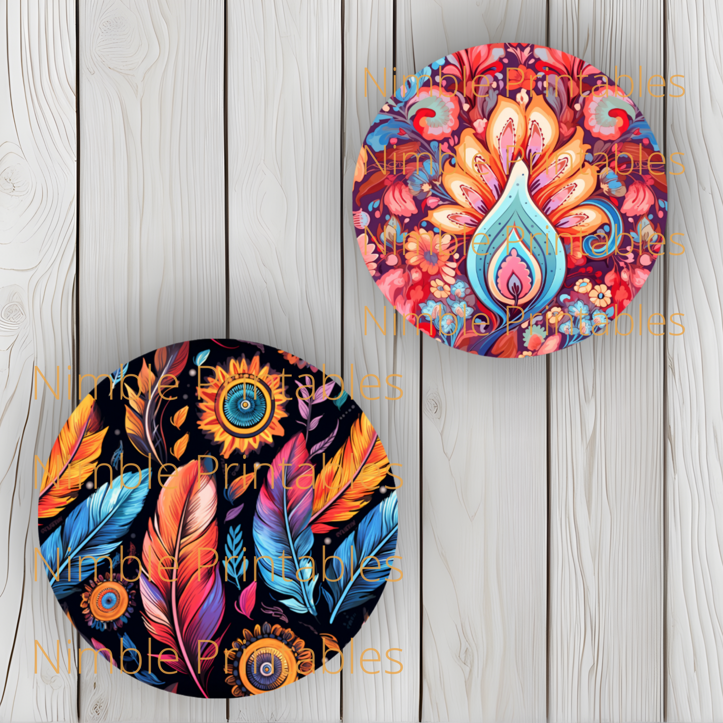 Boho Hippie Floral Car Coaster PNG, Floral, Car Coaster PNG, Boho PNG, Instant Downloads Sublimation Design Car Accessories Hippie png