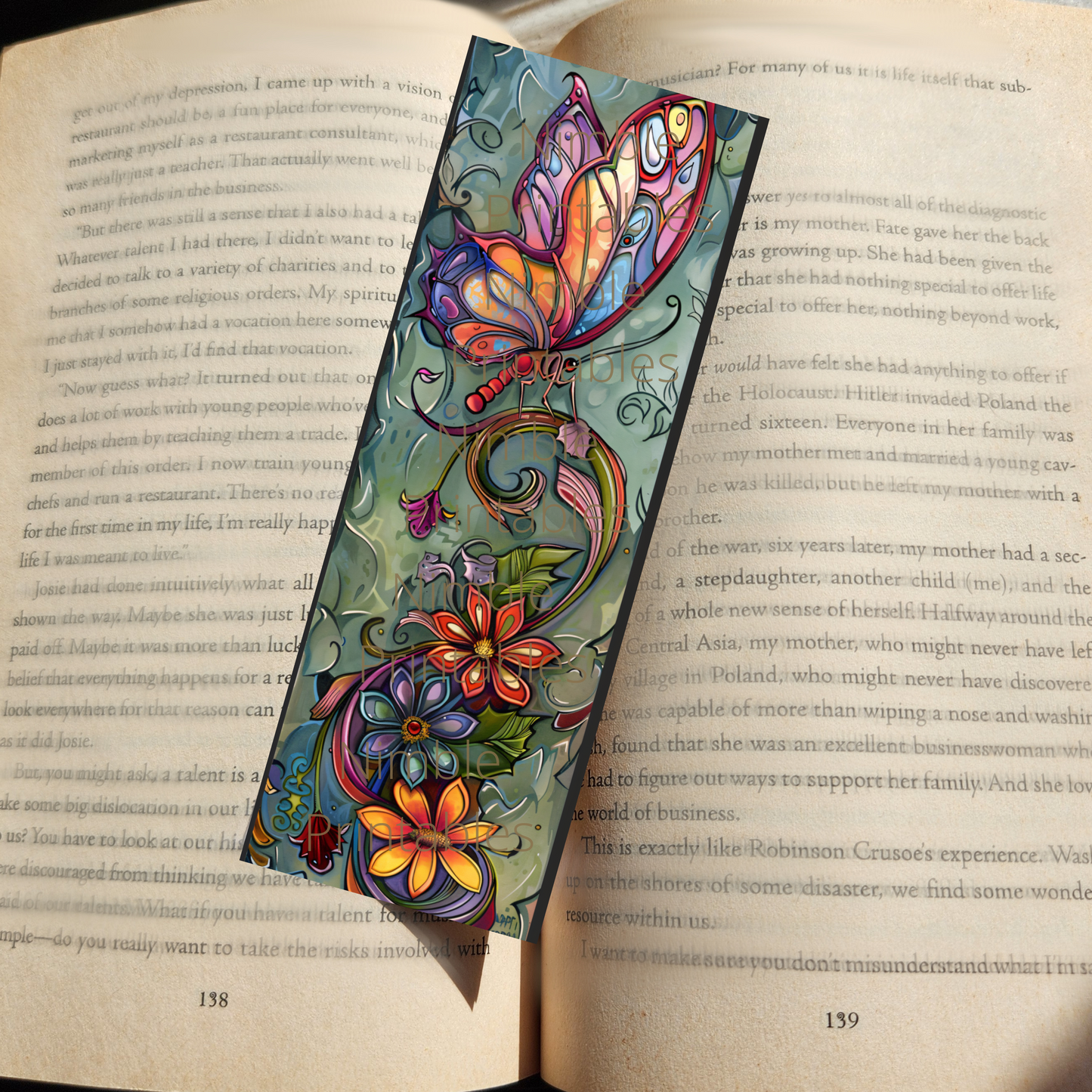 Printable Bookmarks Bundle Fantasy Butterflies, Digital Downloads, Stained Glass, 40 PNG and 40 JPG Bookmark Sublimation